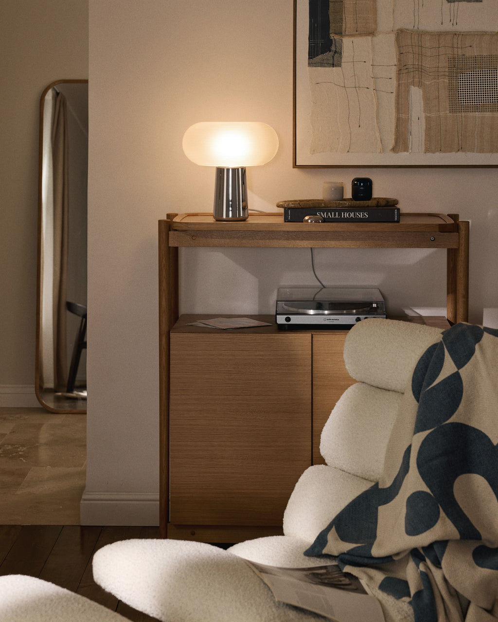 Lampe à poser Ashby - Gris chrome, blanc