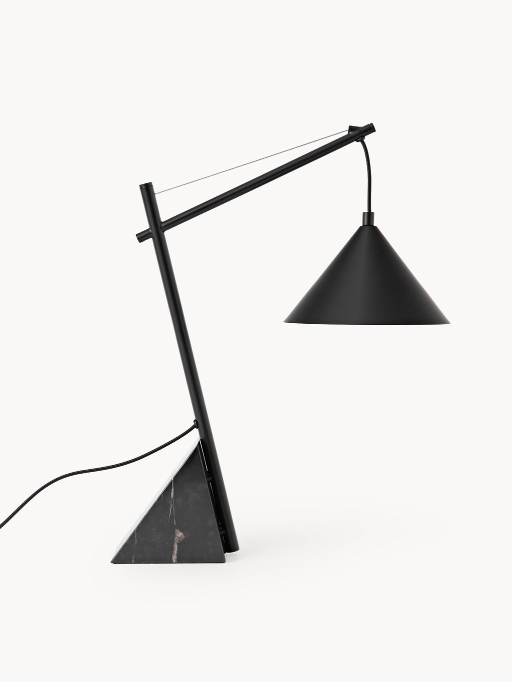 Lampe à poser avec pied en marbre Langston - Noir, noir marbré