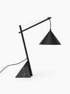 Lampe à poser avec pied en marbre Langston - Noir, noir marbré