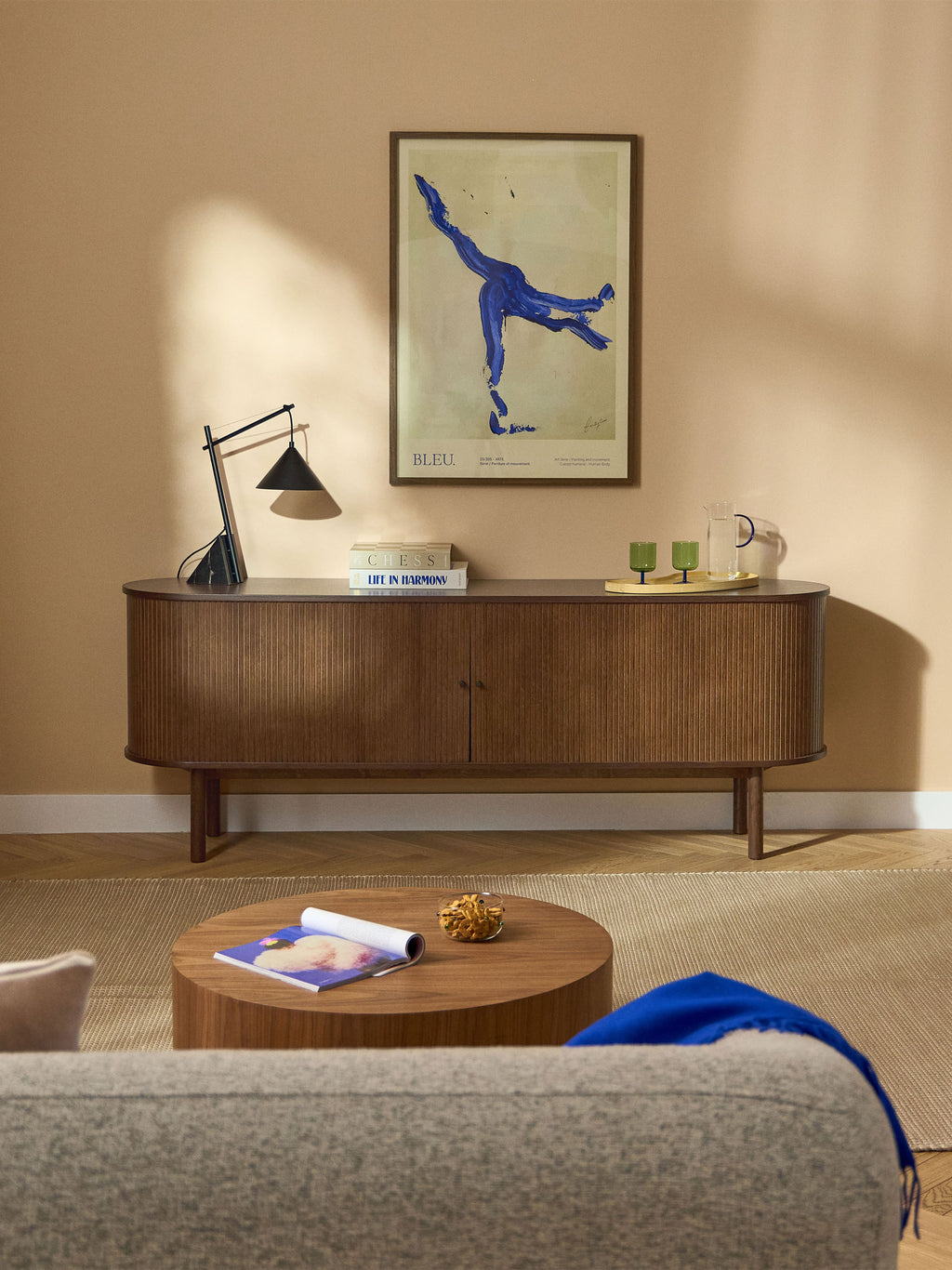 Lampe à poser avec pied en marbre Langston - Noir, noir marbré
