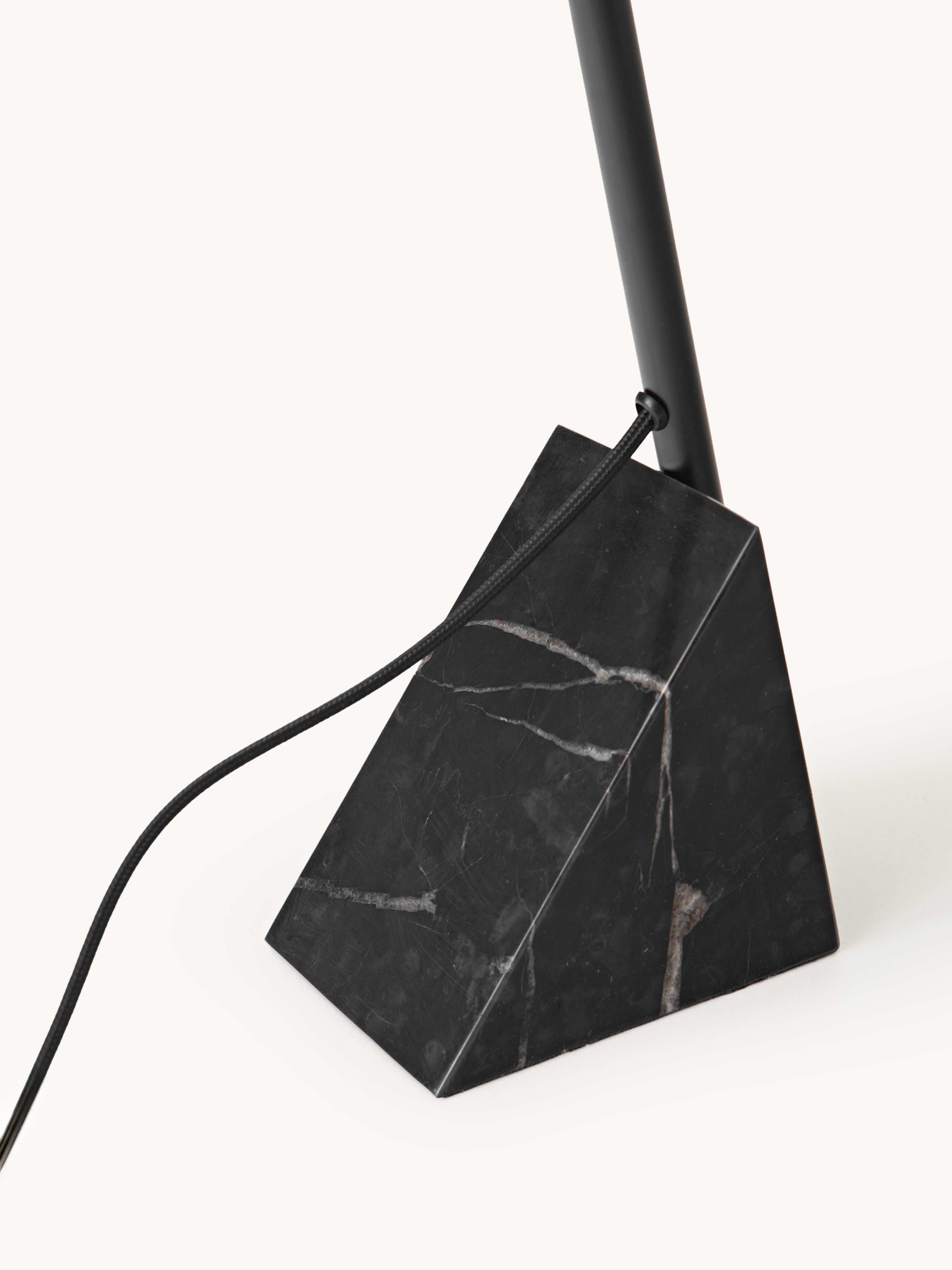 Lampe à poser avec pied en marbre Langston - Noir, noir marbré