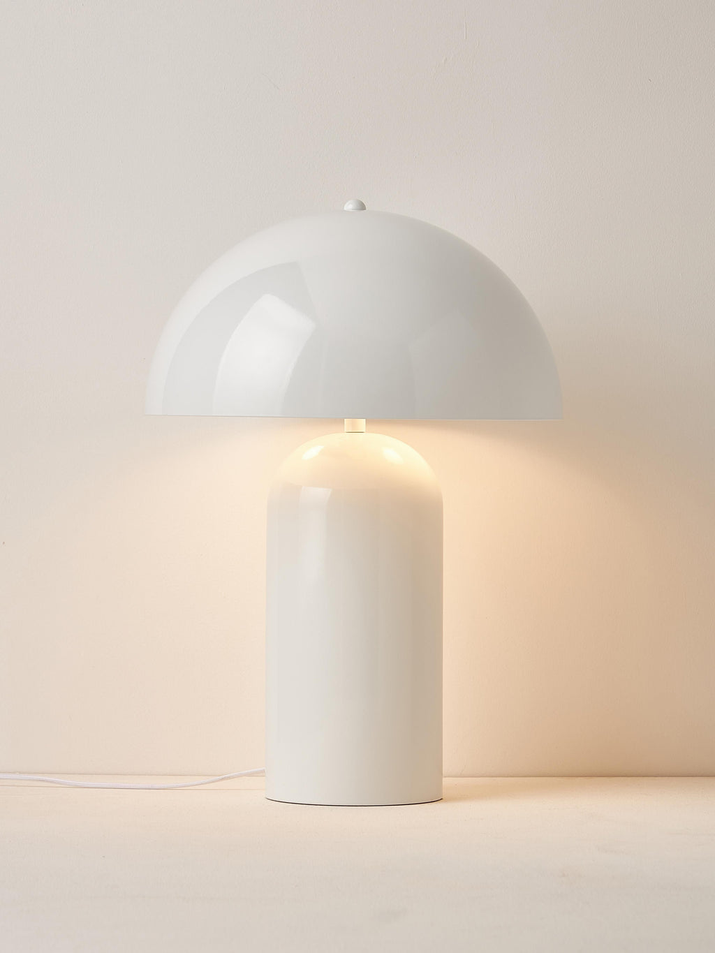 Grande lampe à poser rétro Elmo - Blanc, haute brillance
