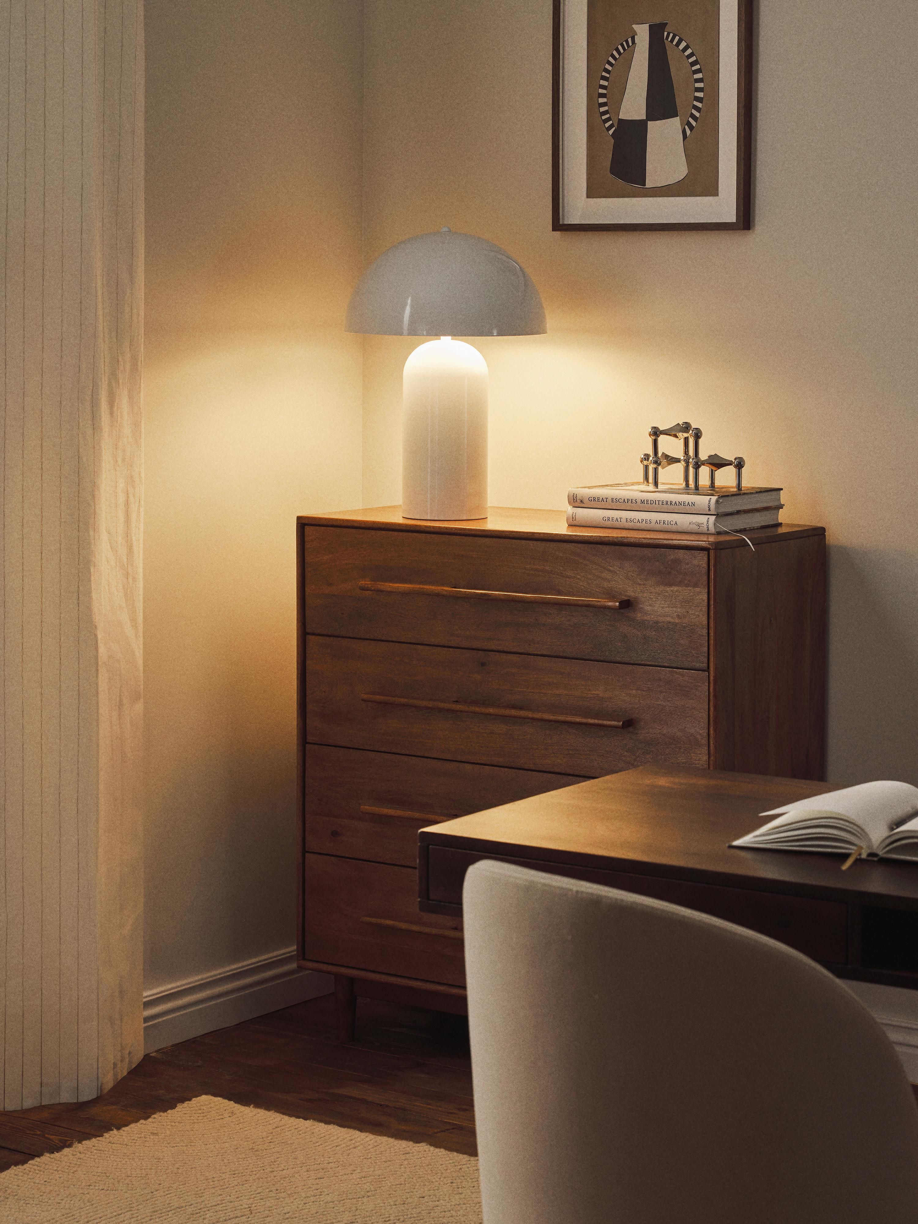 Grande lampe à poser rétro Elmo - Blanc, haute brillance