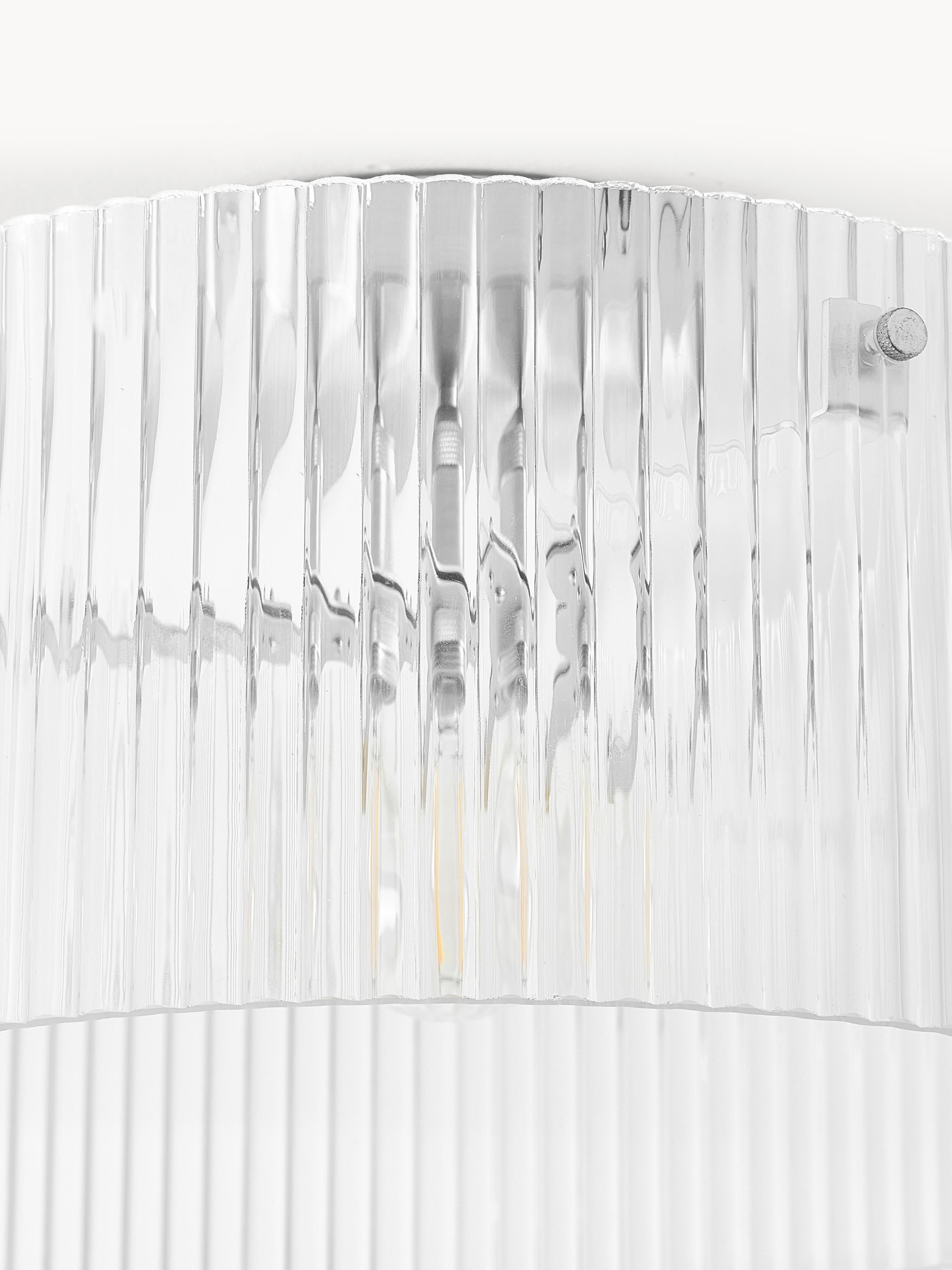 Plafonnier en verre strié Arnlaug - Gris chrome, transparent