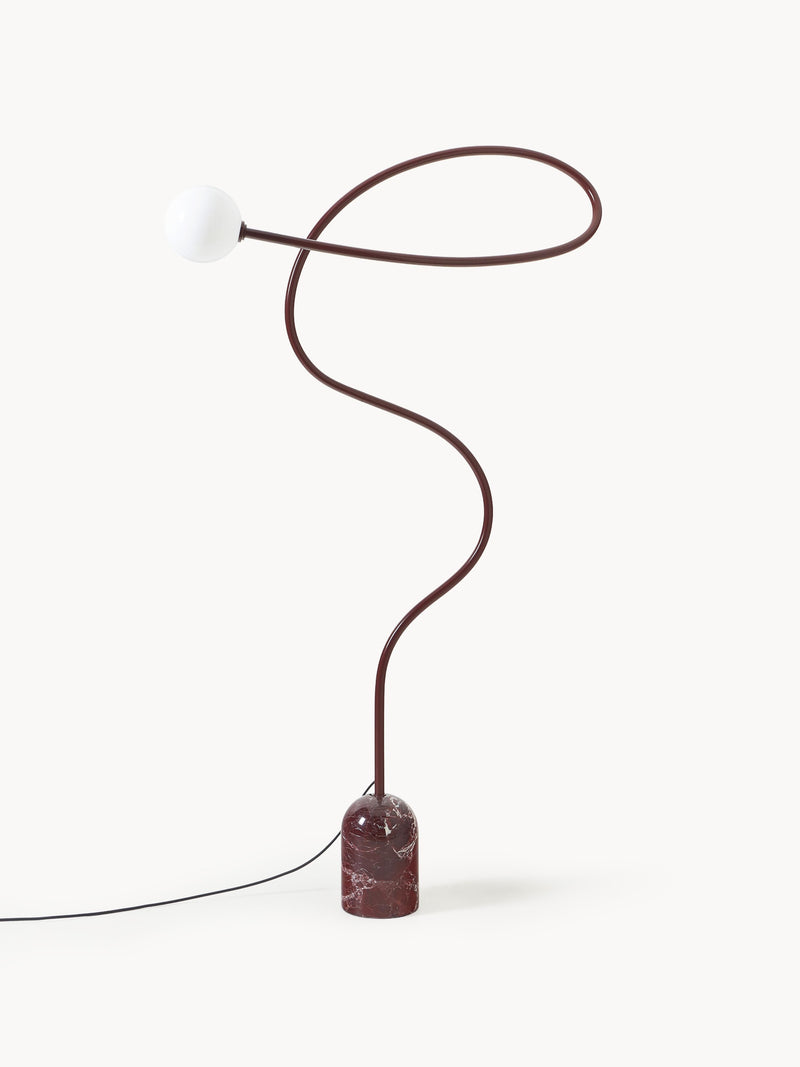 Lampadaire avec pied en marbre Akseli - Lie de vin, marbré