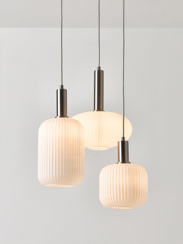 Suspension grappe en verre opalescent Elian - Beige, argenté