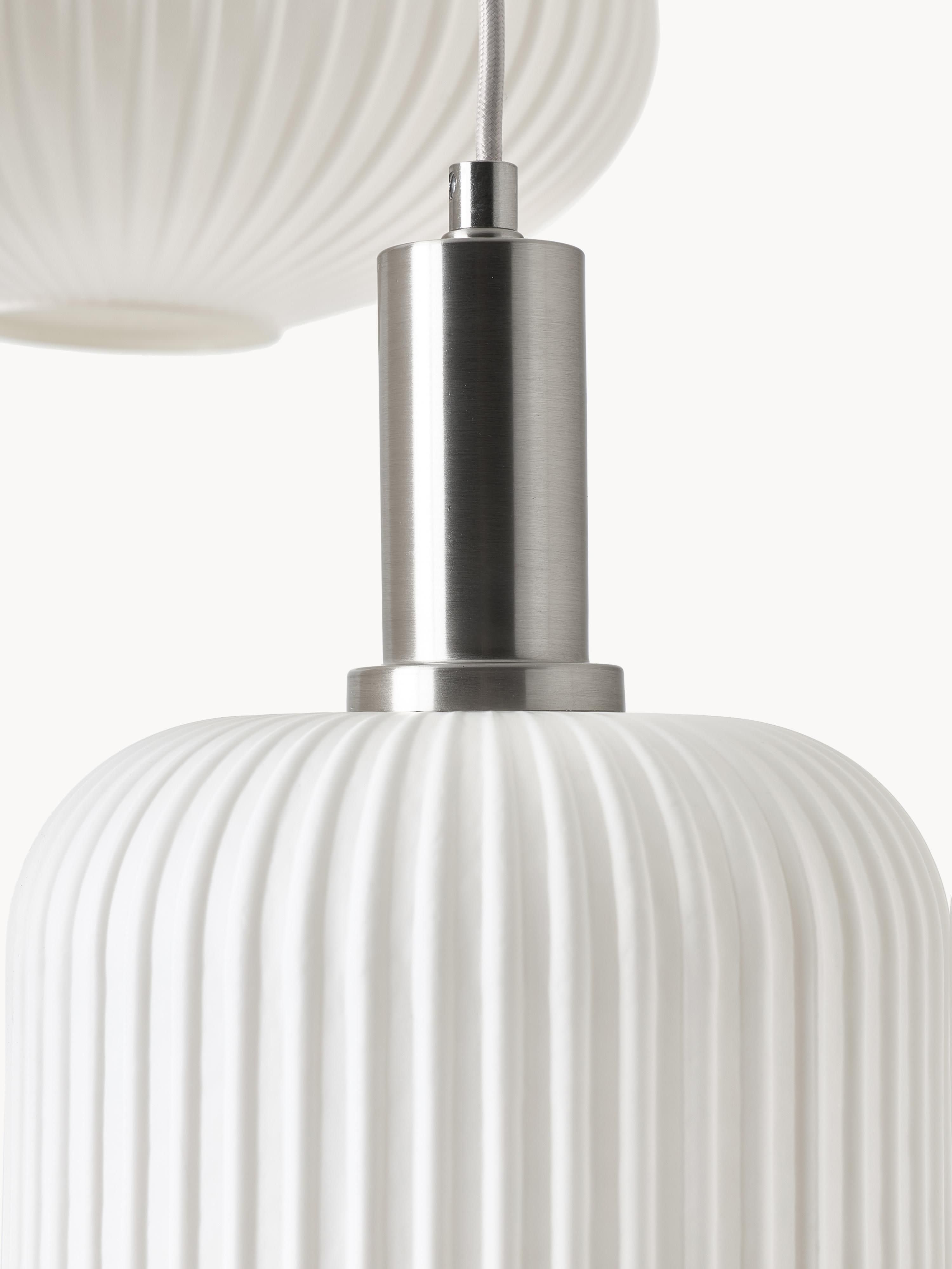 Suspension grappe en verre opalescent Elian - Beige, argenté