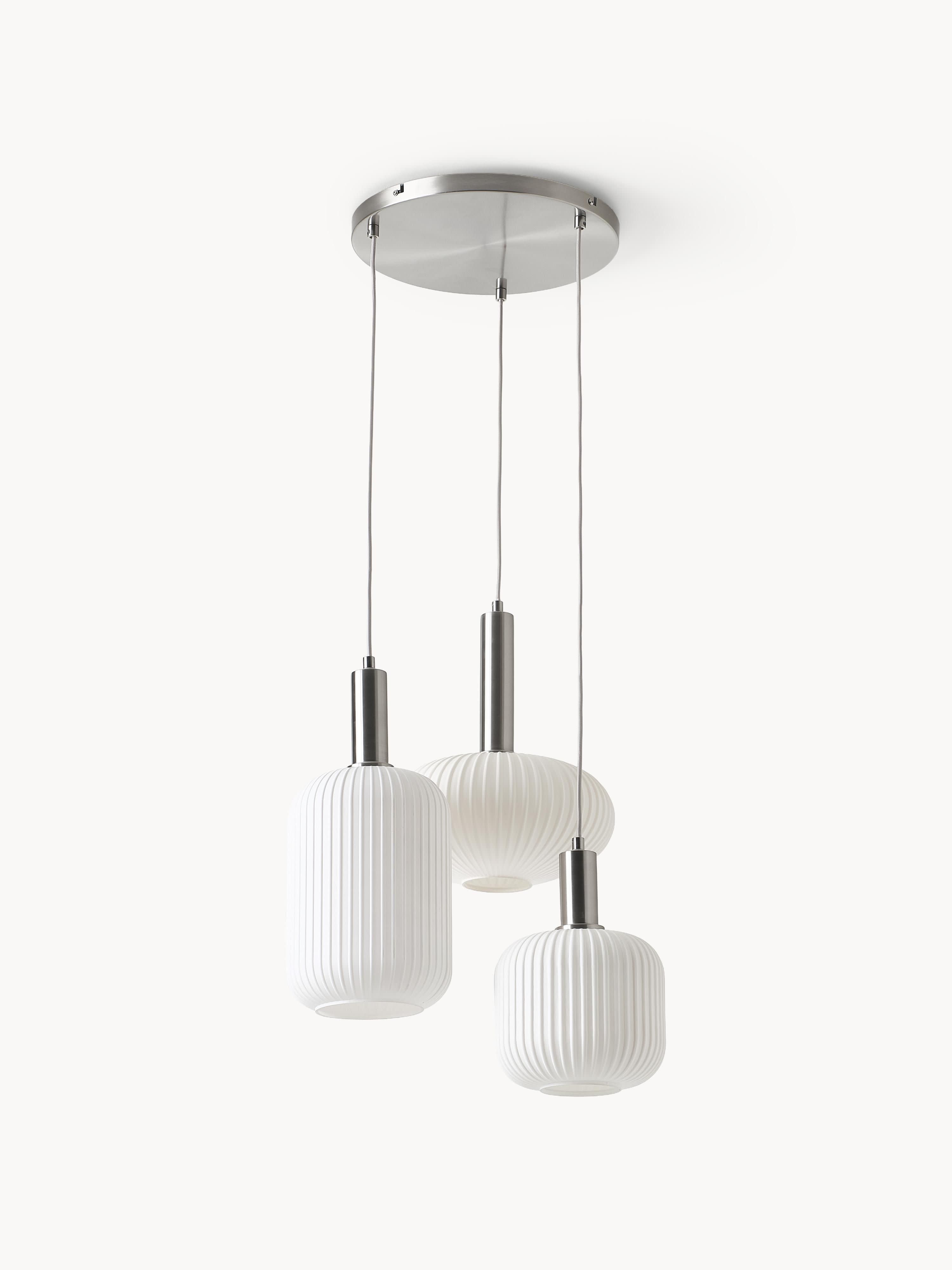 Suspension grappe en verre opalescent Elian - Beige, argenté