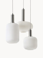Suspension grappe en verre opalescent Elian - Beige, argenté