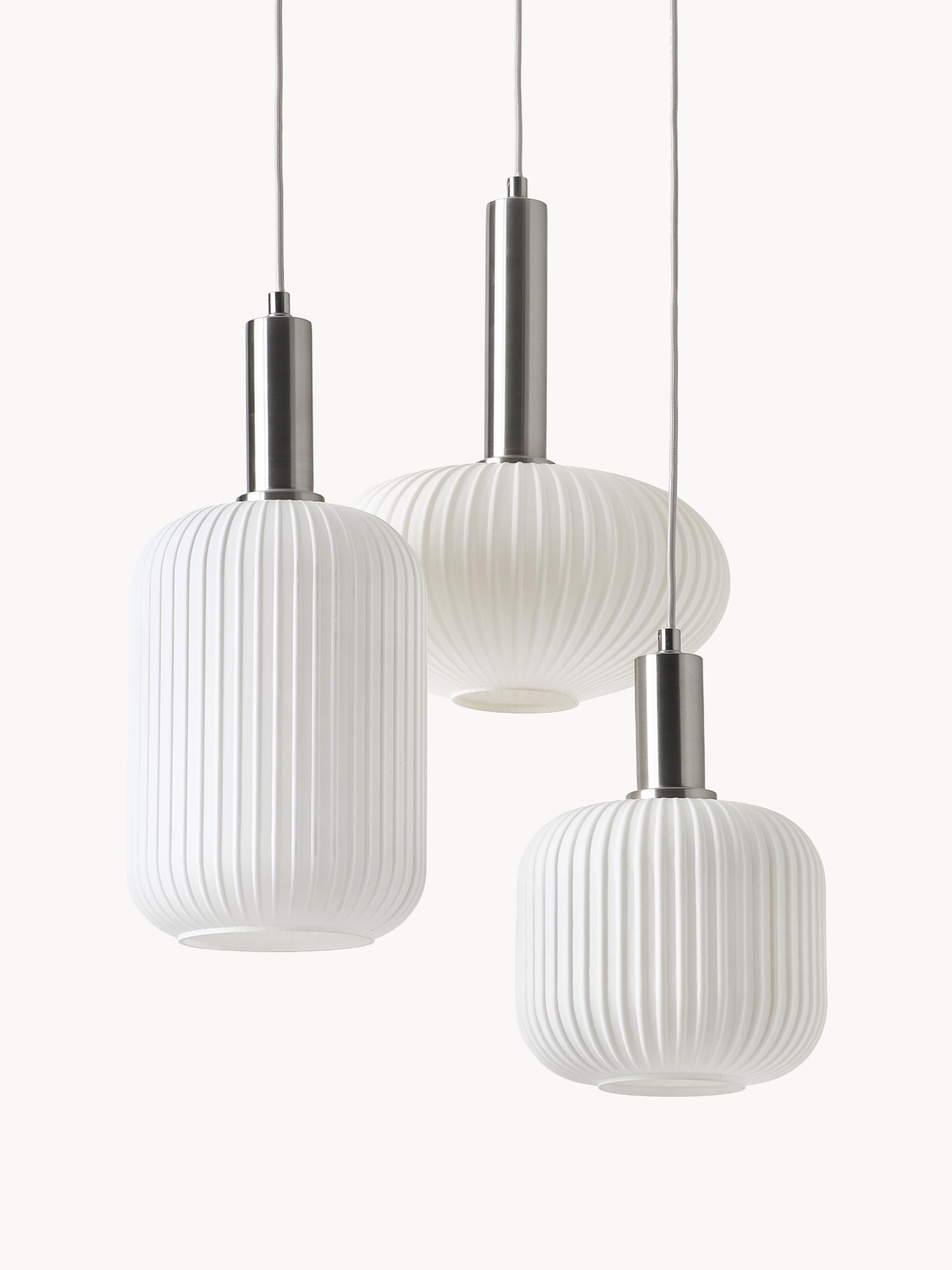 Suspension grappe en verre opalescent Elian - Beige, argenté