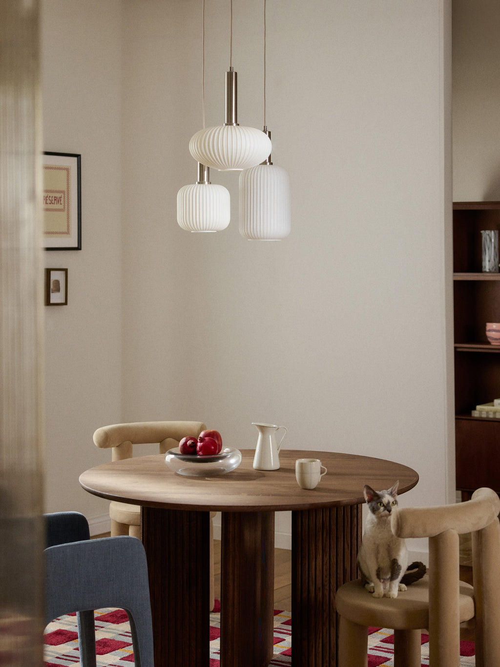 Suspension grappe en verre opalescent Elian - Beige, argenté