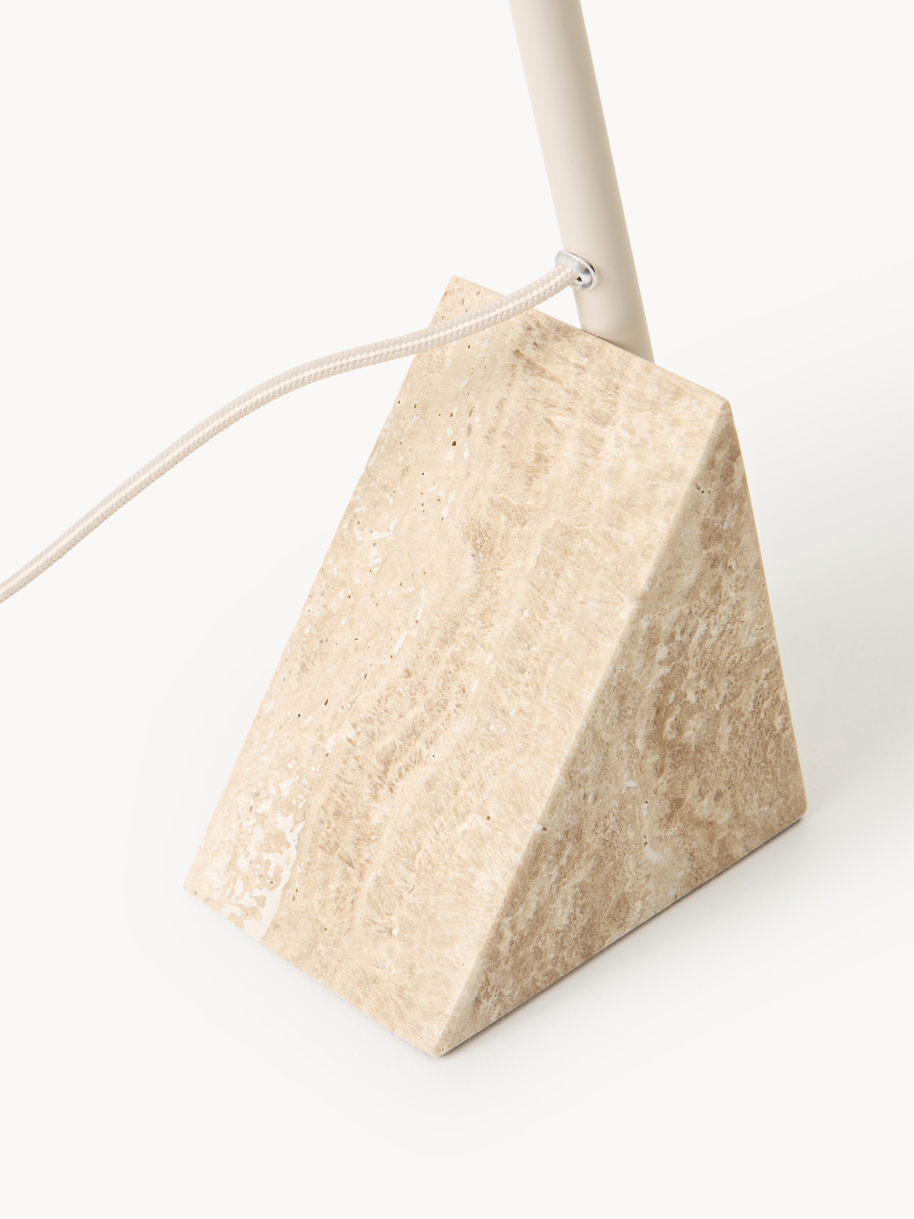 Lampe à poser avec pied en travertin Langston - Beige clair, travertin beige