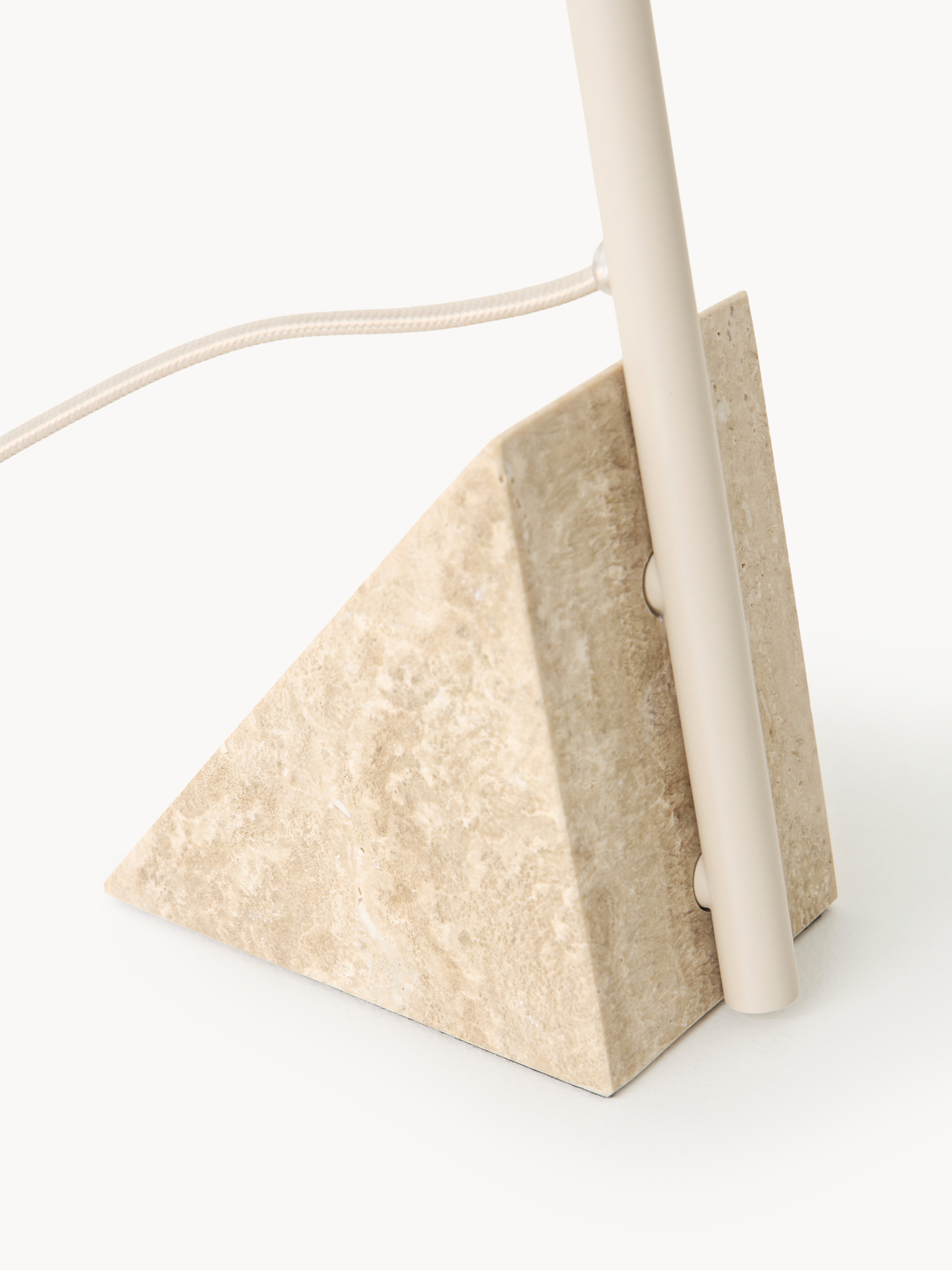 Lampe à poser avec pied en travertin Langston - Beige clair, travertin beige