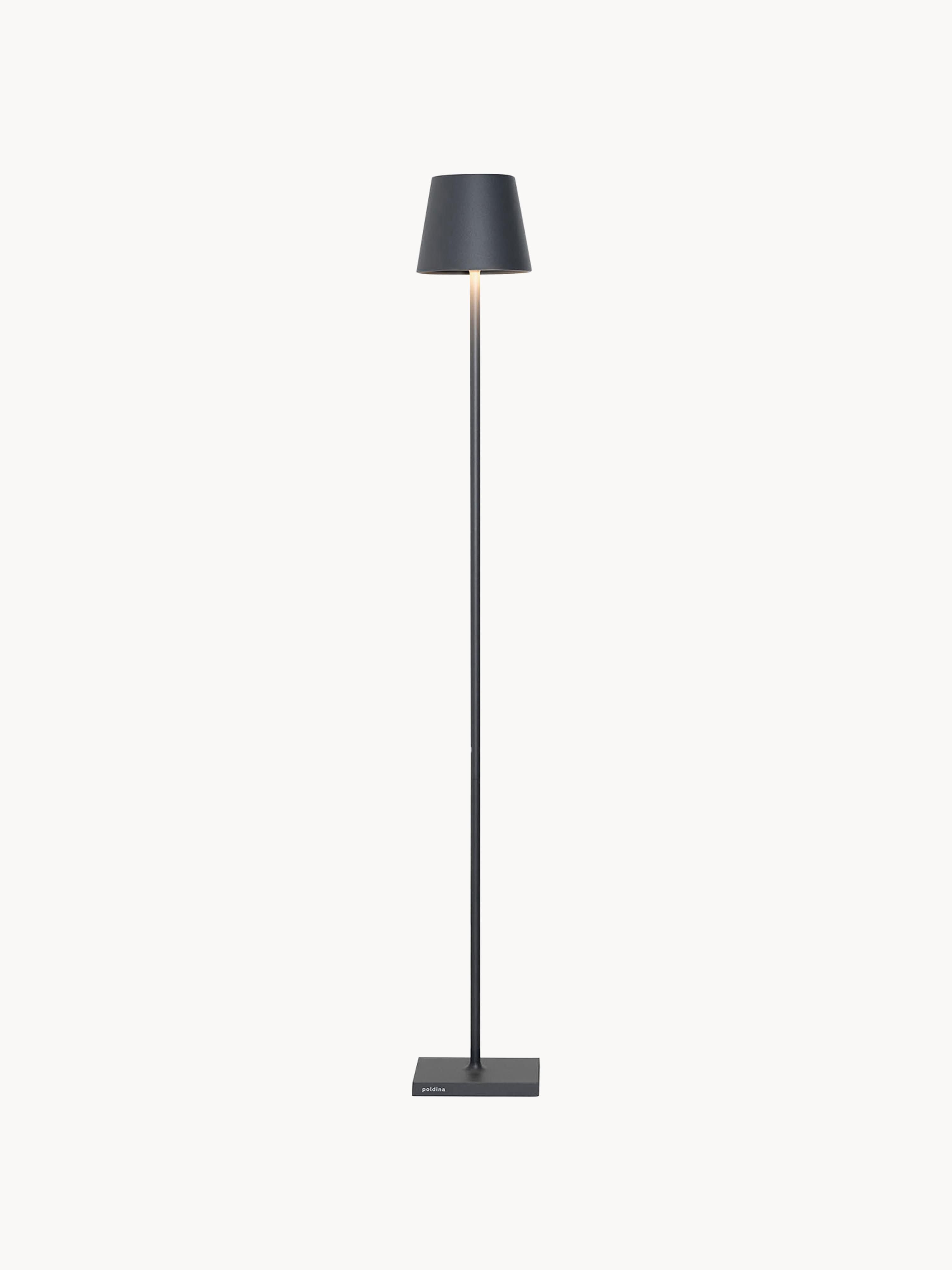 Petit lampadaire LED à intensité variable Athos, hauteur réglable - Gris foncé, mat