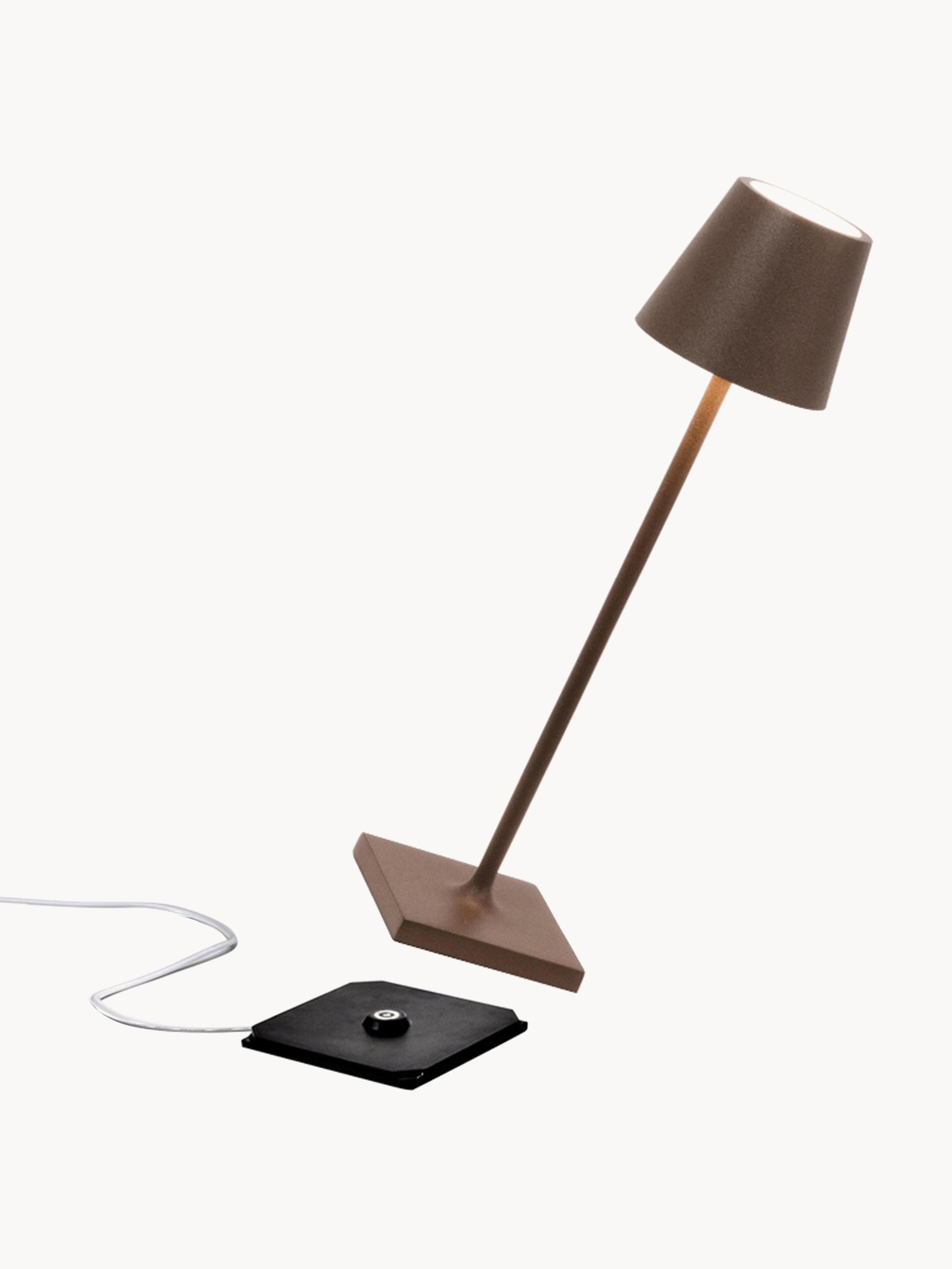 Lampe à poser LED mobile Athos, intensité ajustable - Brun foncé, mat