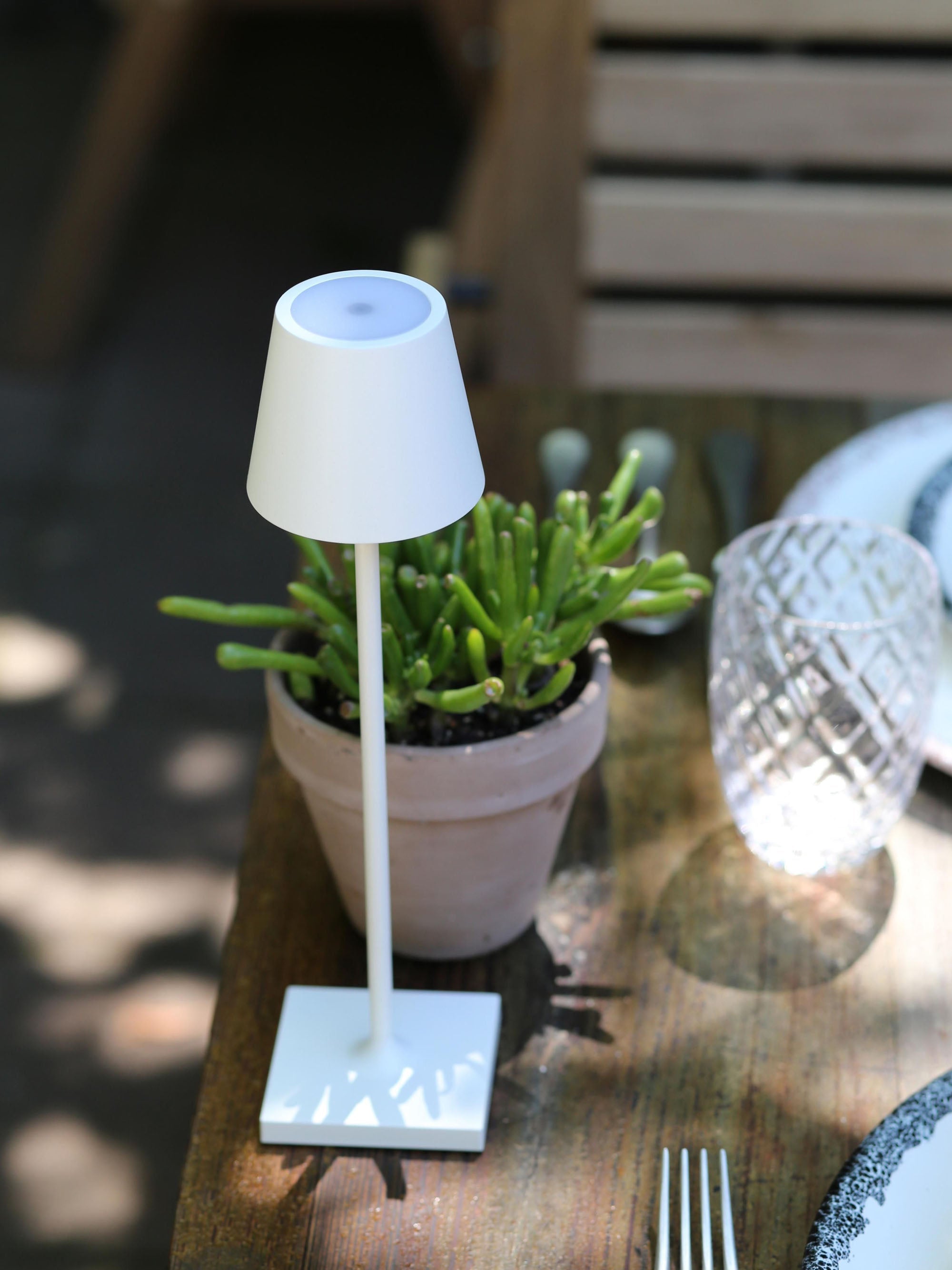 Lampe à poser LED mobile Athos, intensité ajustable - Blanc, mat
