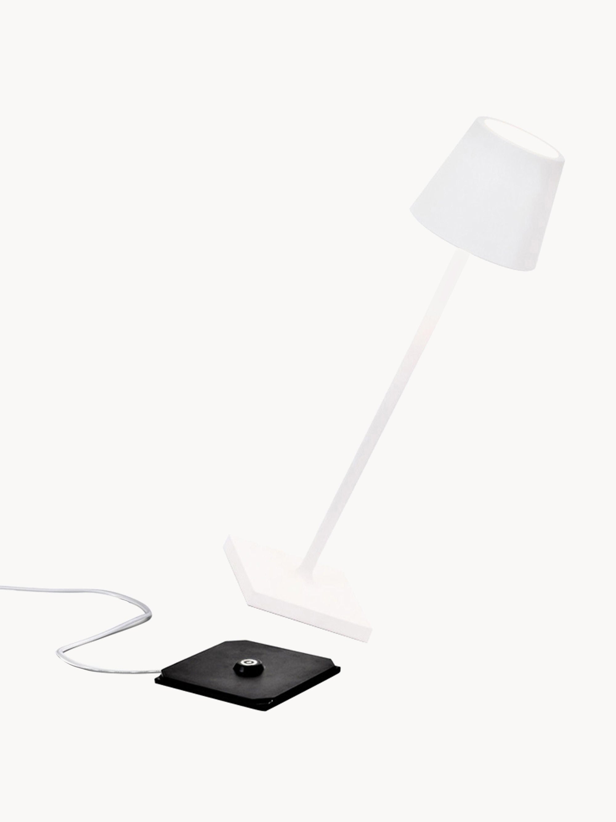 Lampe à poser LED mobile Athos, intensité ajustable - Blanc, mat