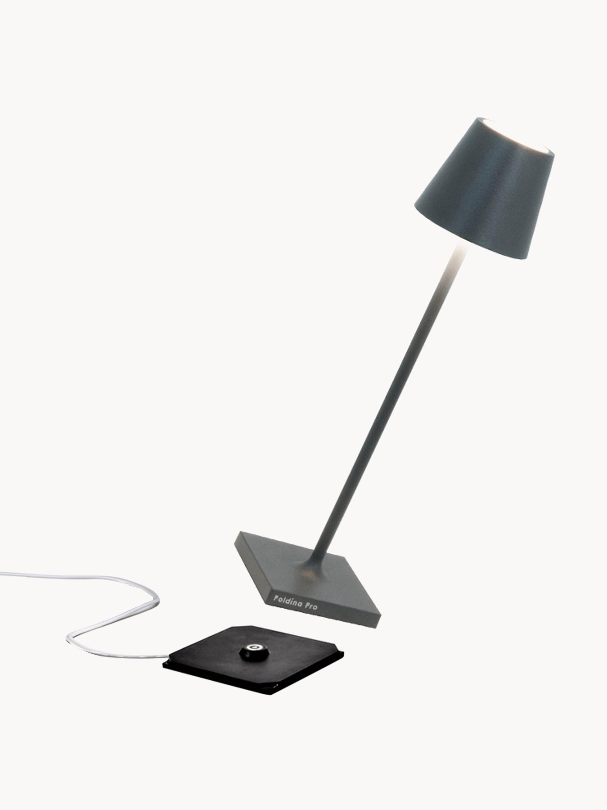 Lampe à poser LED mobile Athos, intensité ajustable - Anthracite, mat