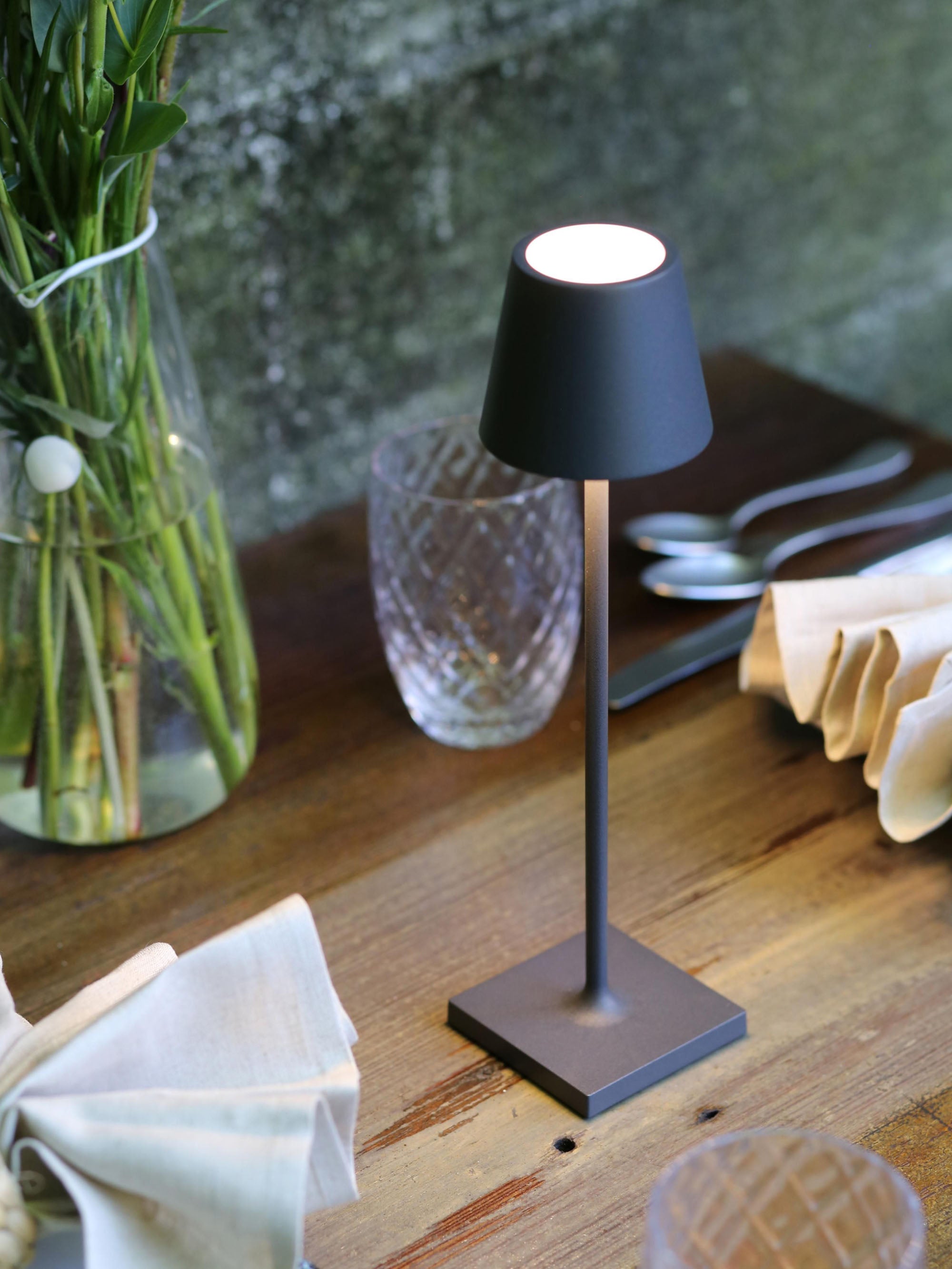 Lampe à poser LED mobile Athos, intensité ajustable - Anthracite, mat