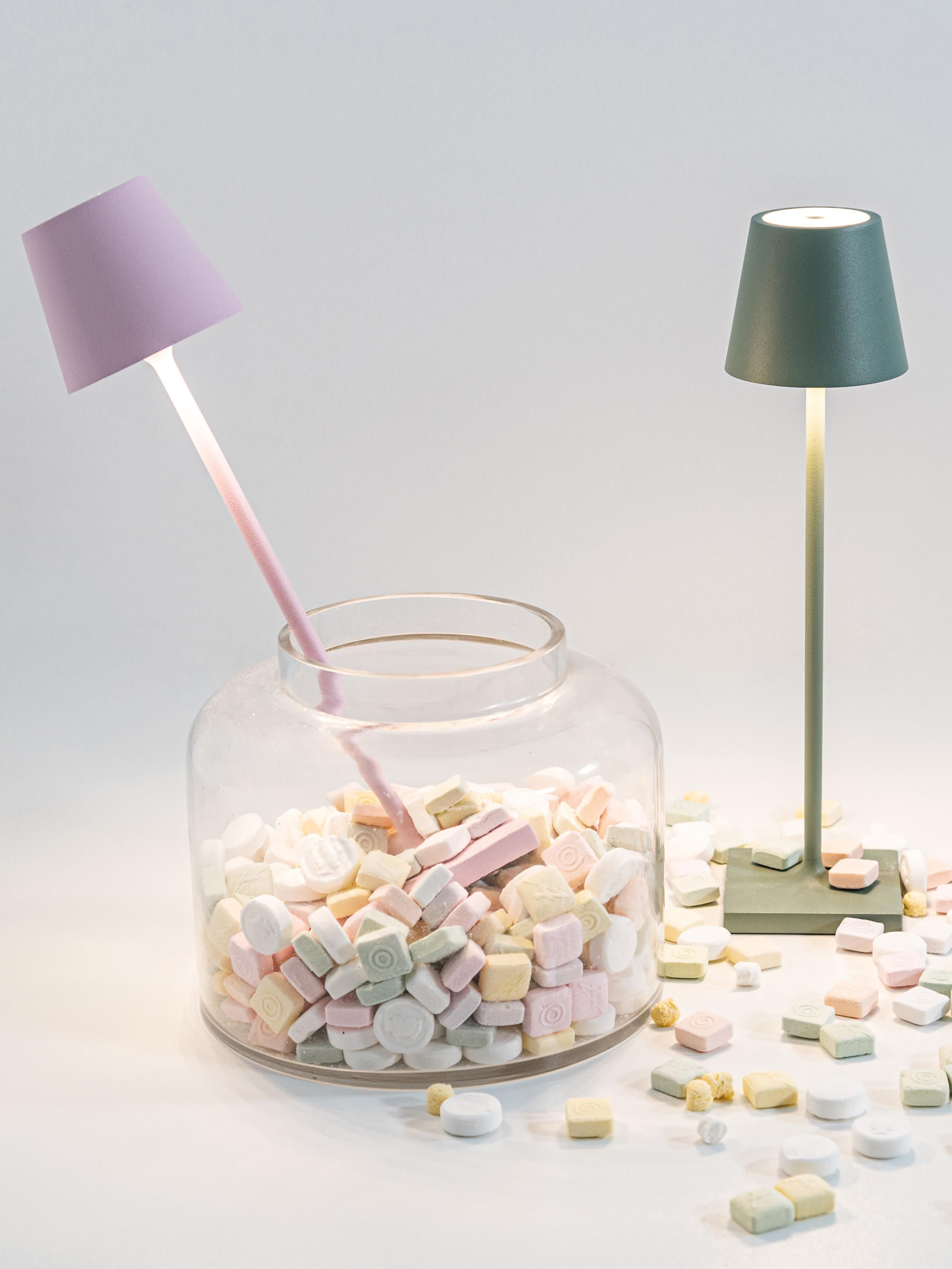 Lampe à poser LED mobile Athos, intensité ajustable - Vert sauge, mat