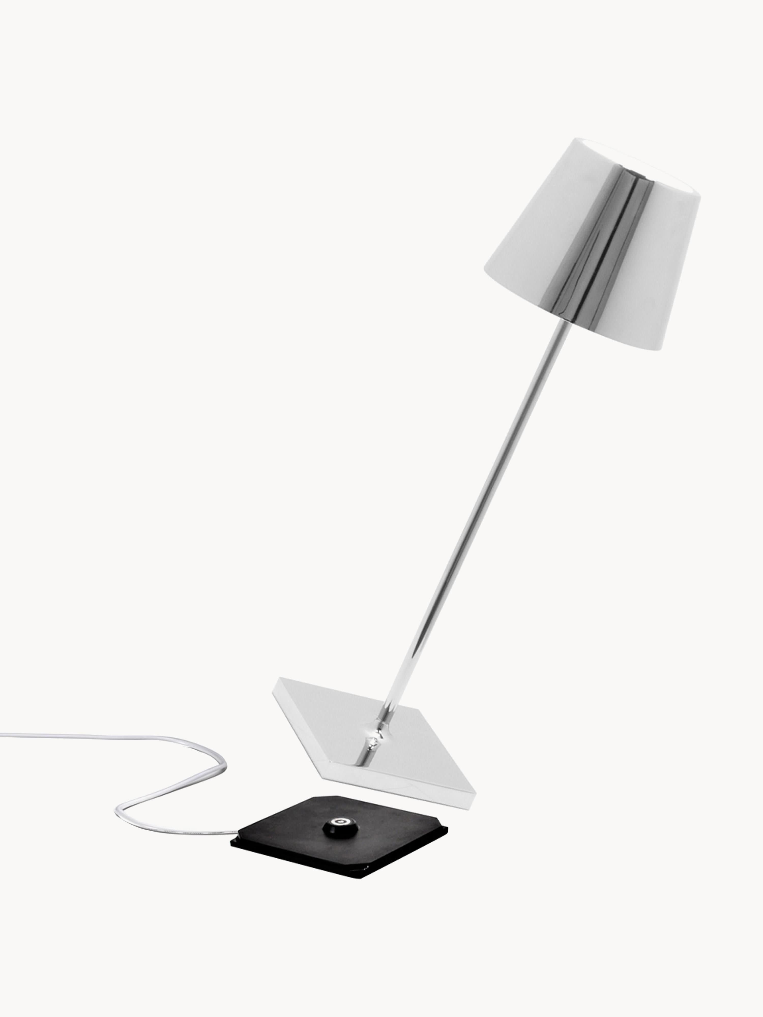 Lampe à poser LED mobile Athos, intensité ajustable - Argenté, haute brillance