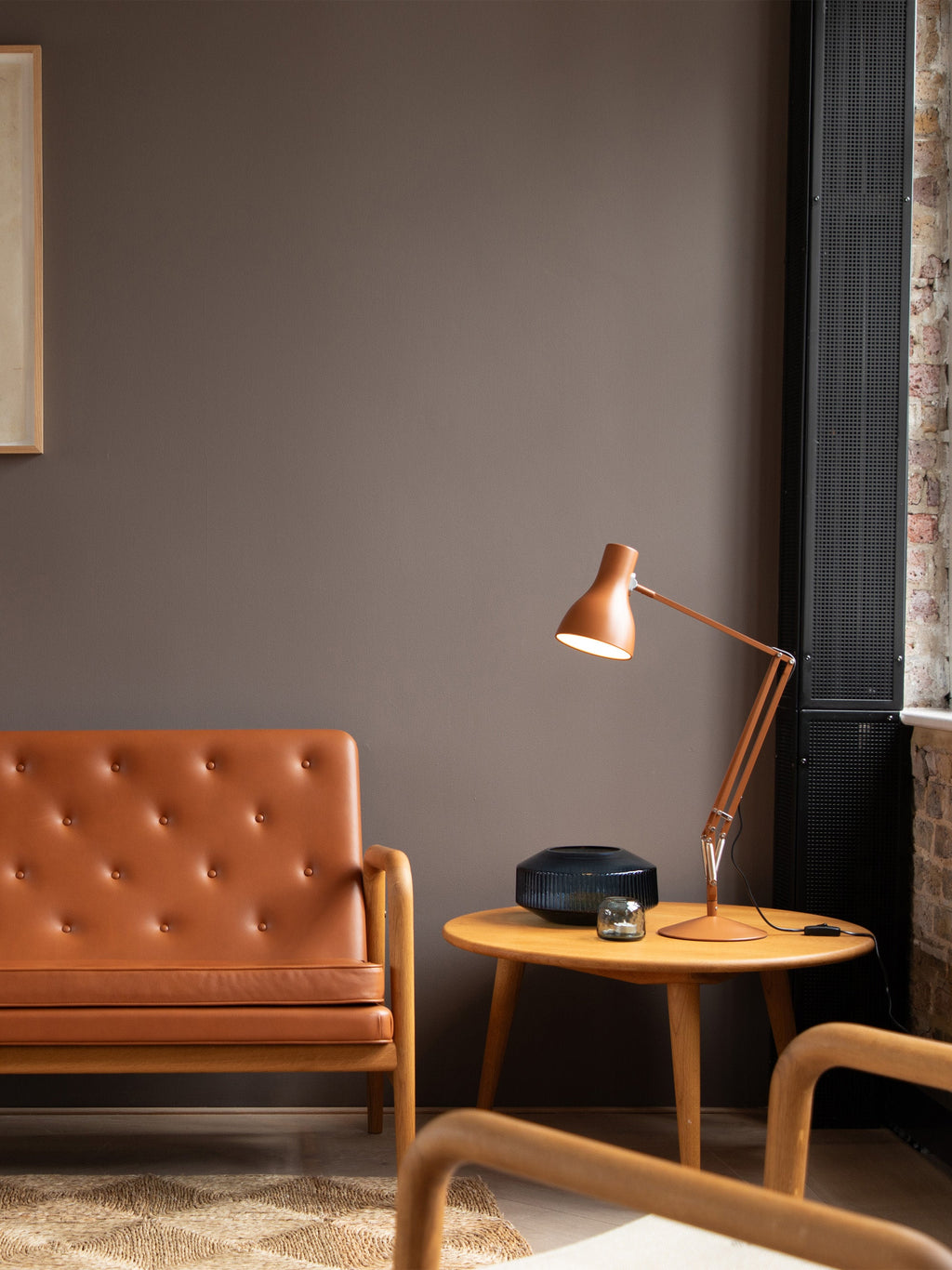 Grande lampe de bureau LED Eskild - Brun clair