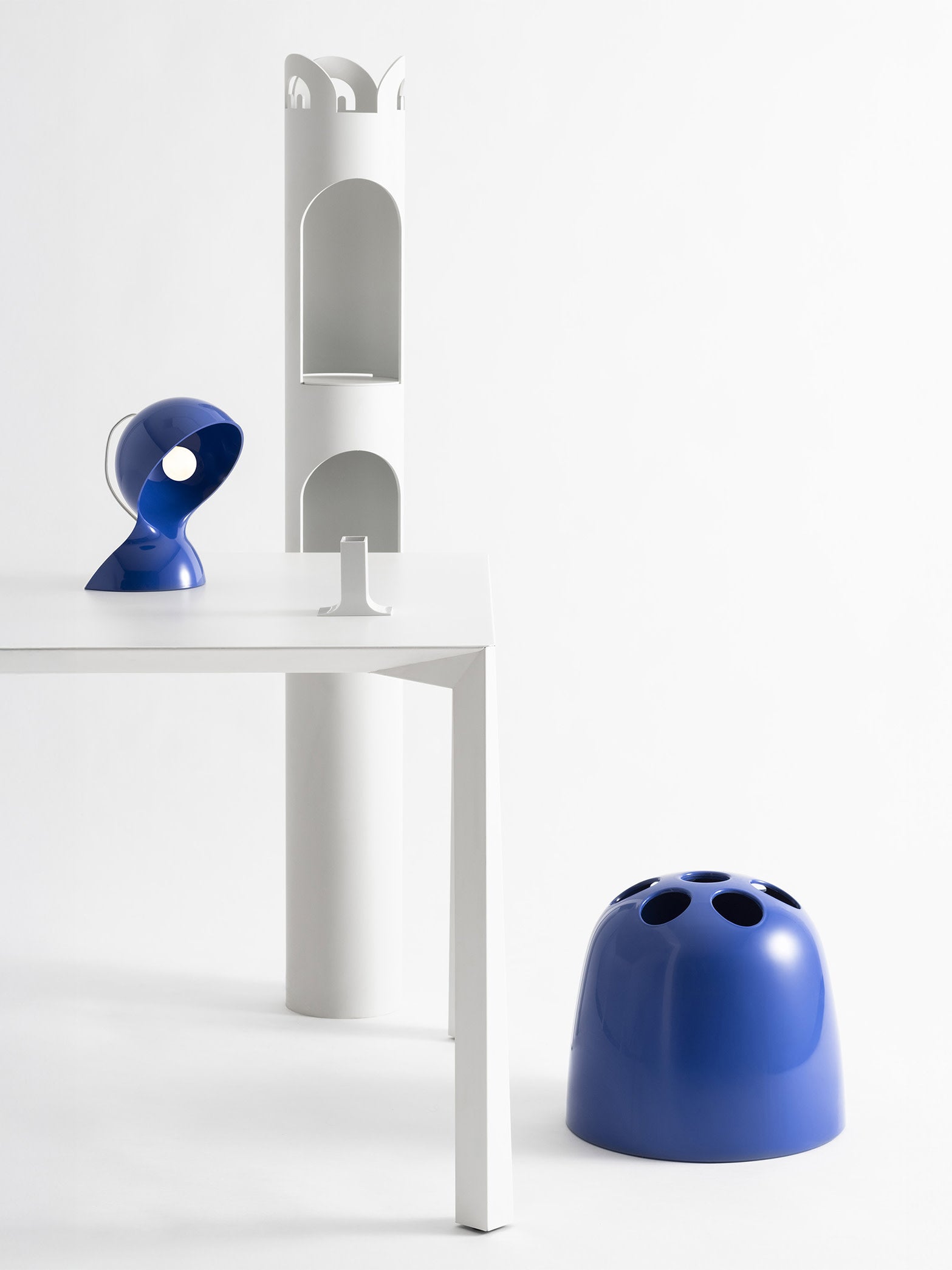 Petite lampe à poser Deklin - Bleu roi