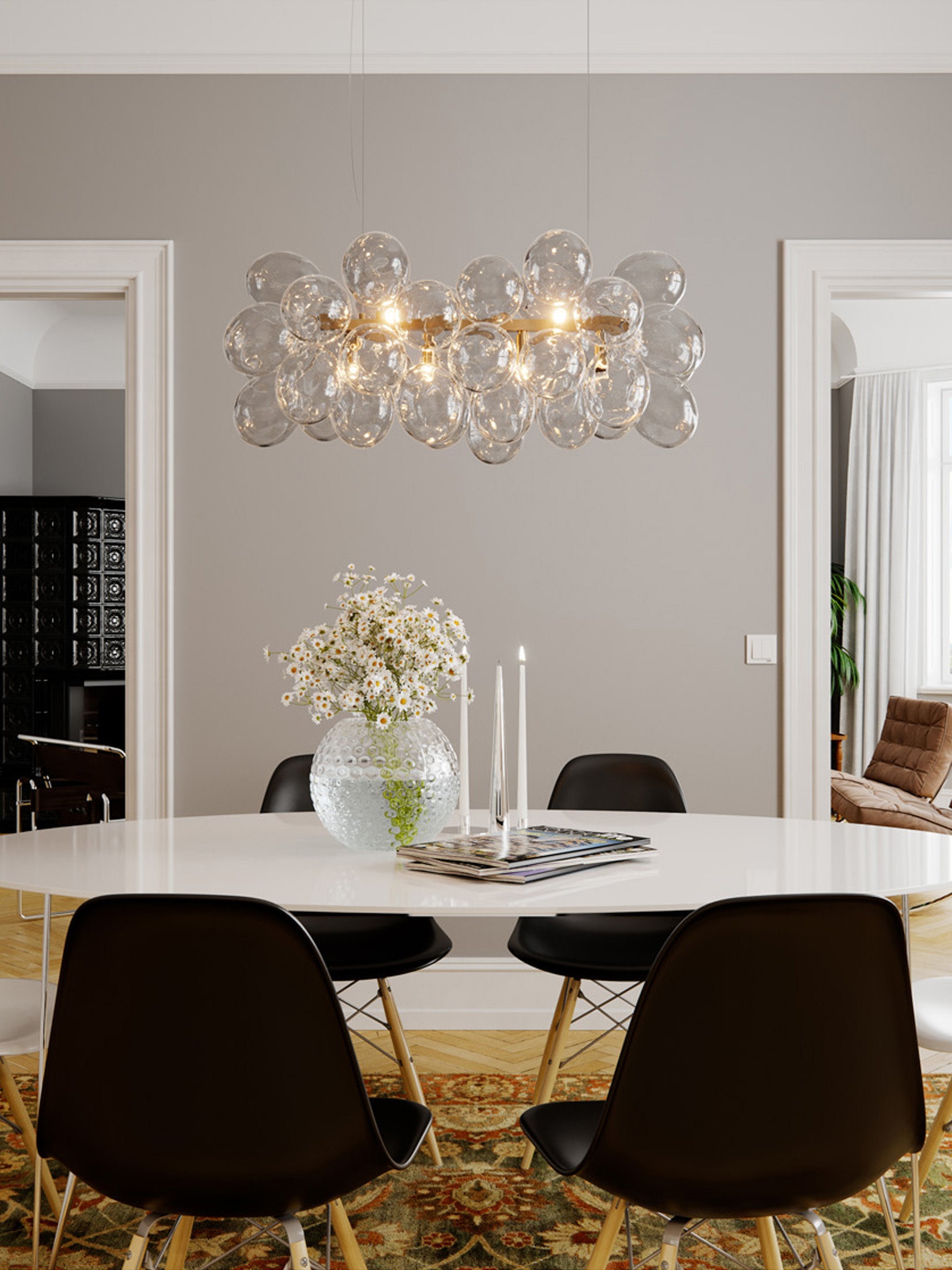 Suspension soufflée bouche Magnar - Doré, transparent