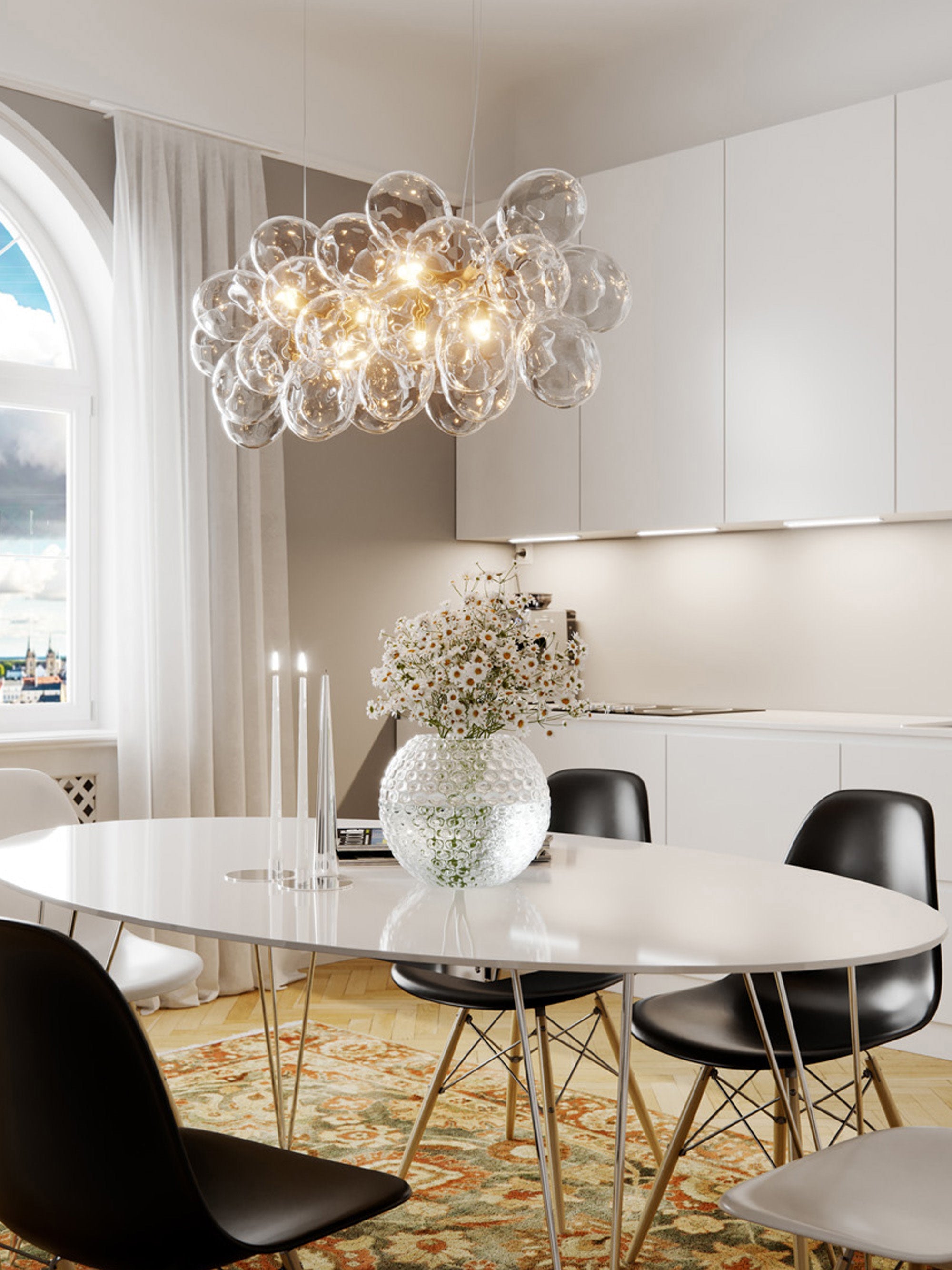 Suspension soufflée bouche Magnar - Doré, transparent