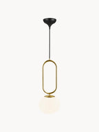 Petite suspension soufflée bouche Rainer - Blanc, doré