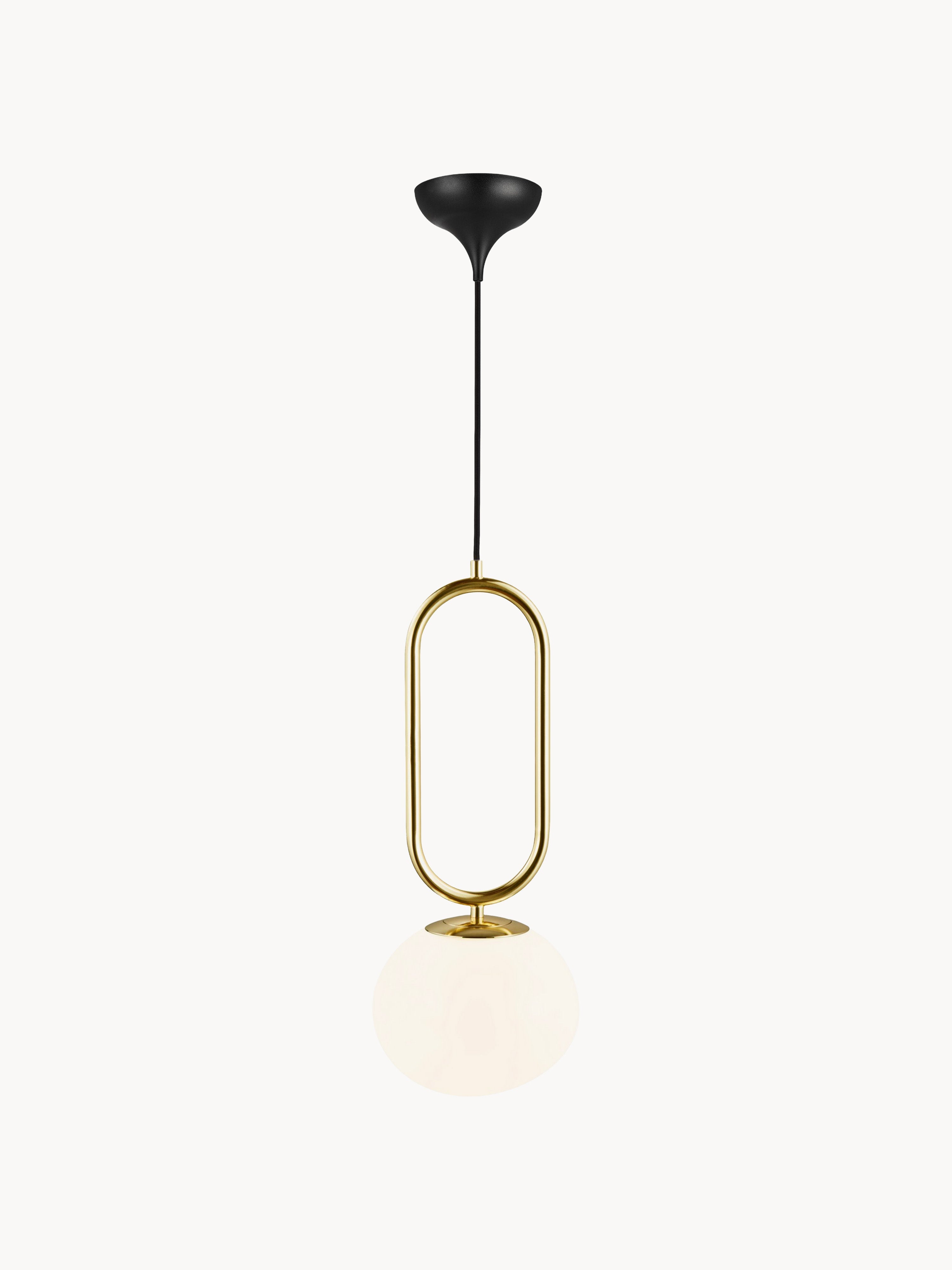 Petite suspension soufflée bouche Rainer - Blanc, doré
