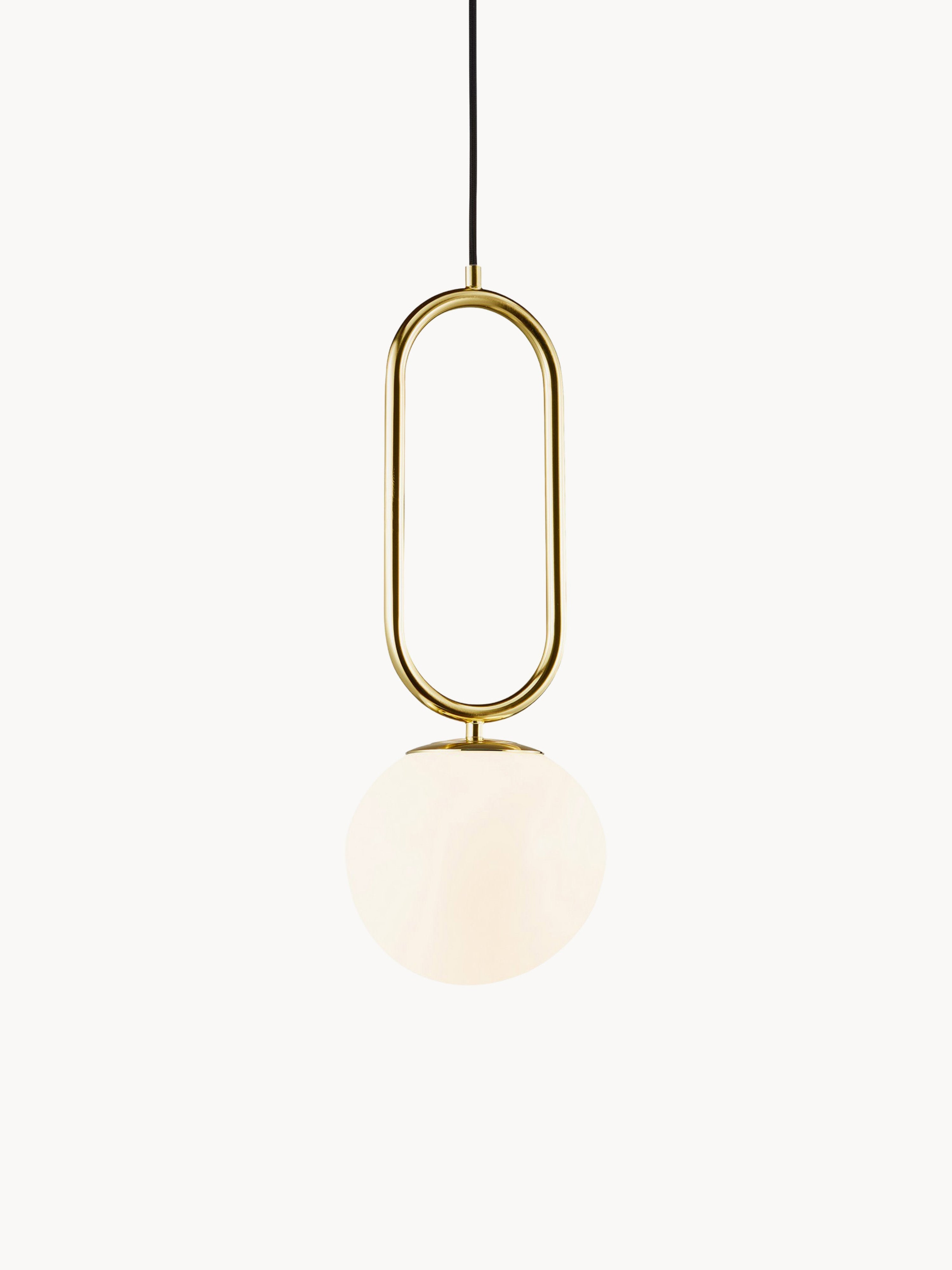 Petite suspension soufflée bouche Rainer - Blanc, doré