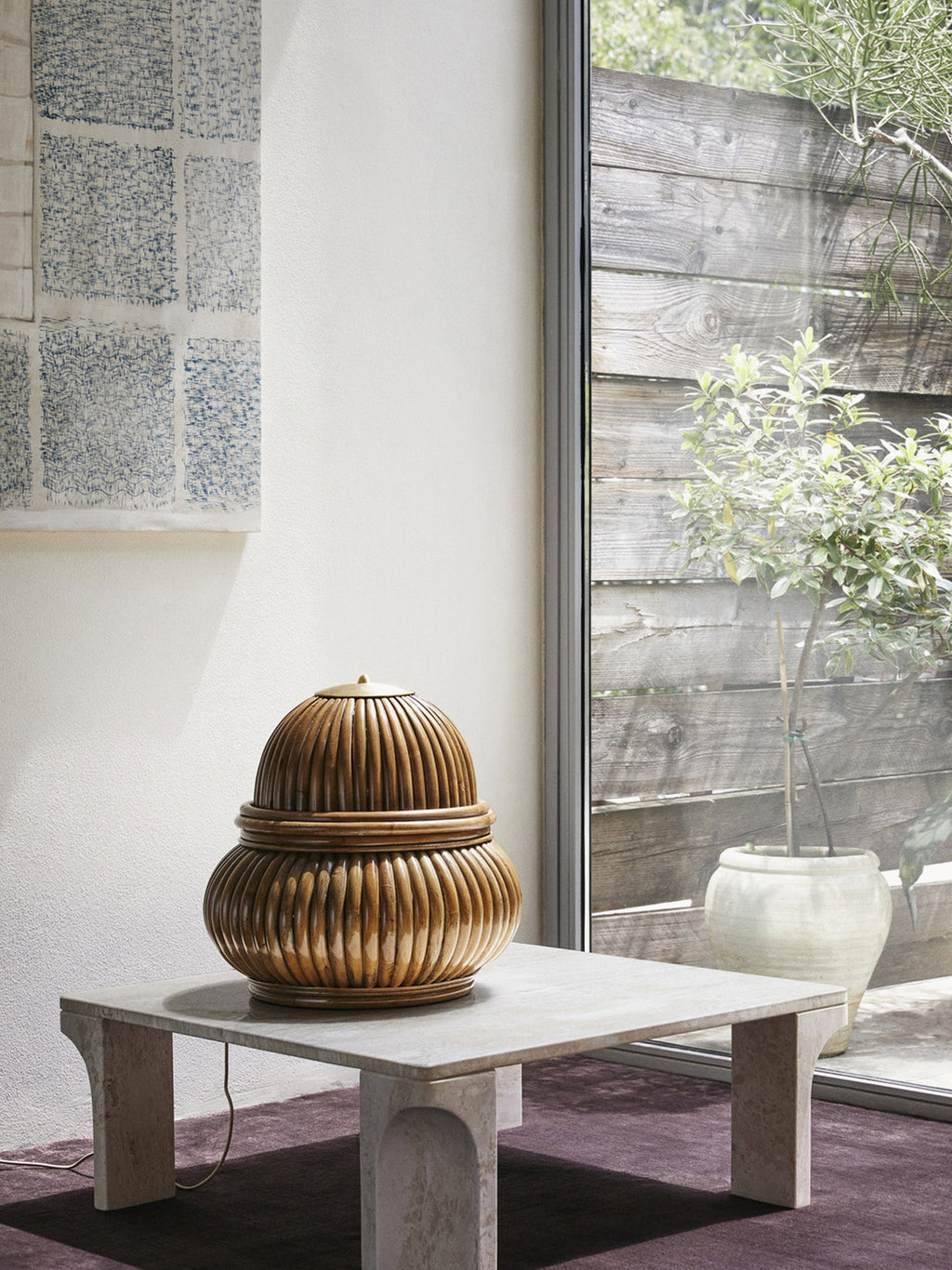 Petit lampadaire en rotin Irvin - Brun