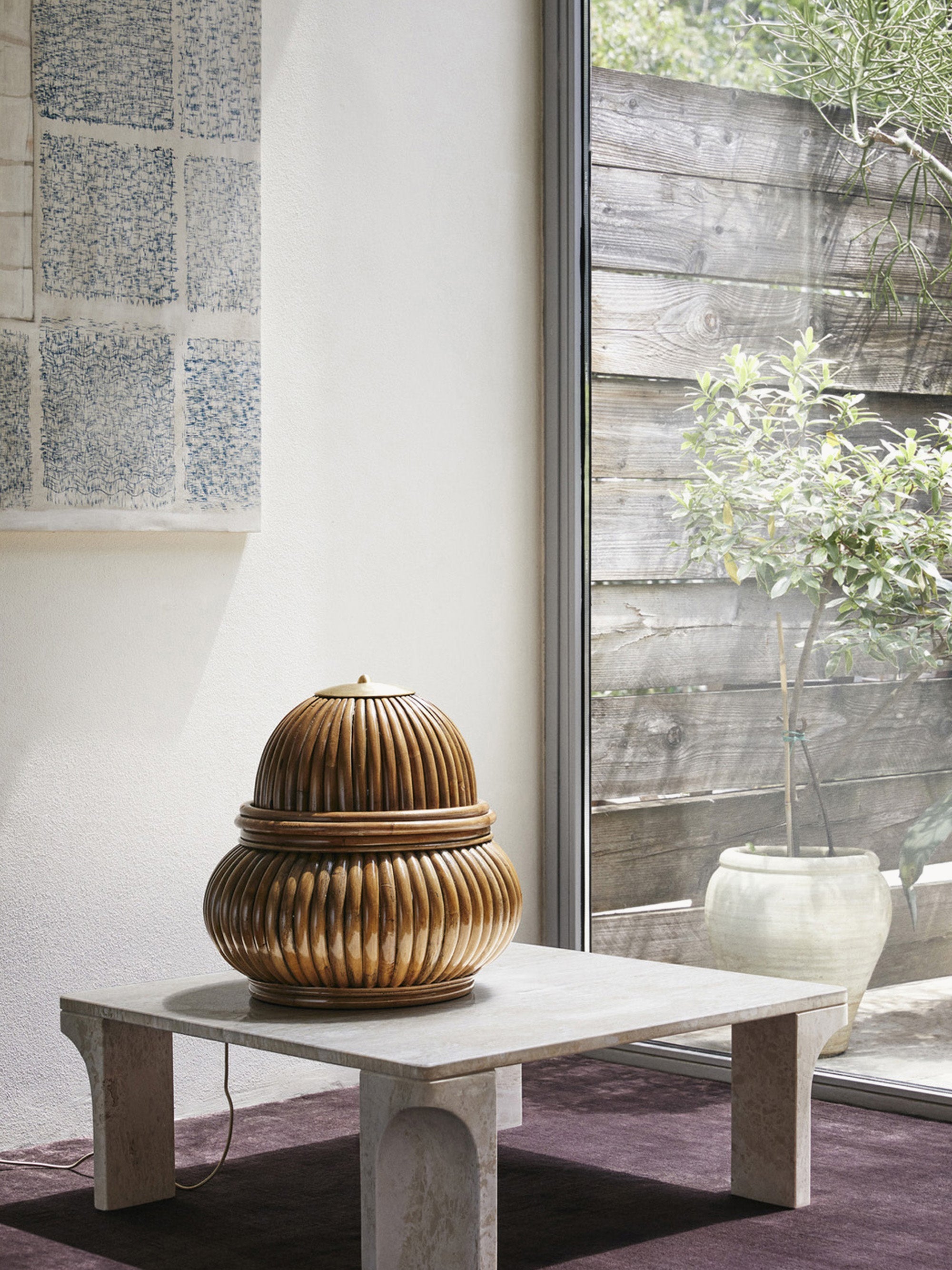 Petit lampadaire en rotin Irvin - Brun