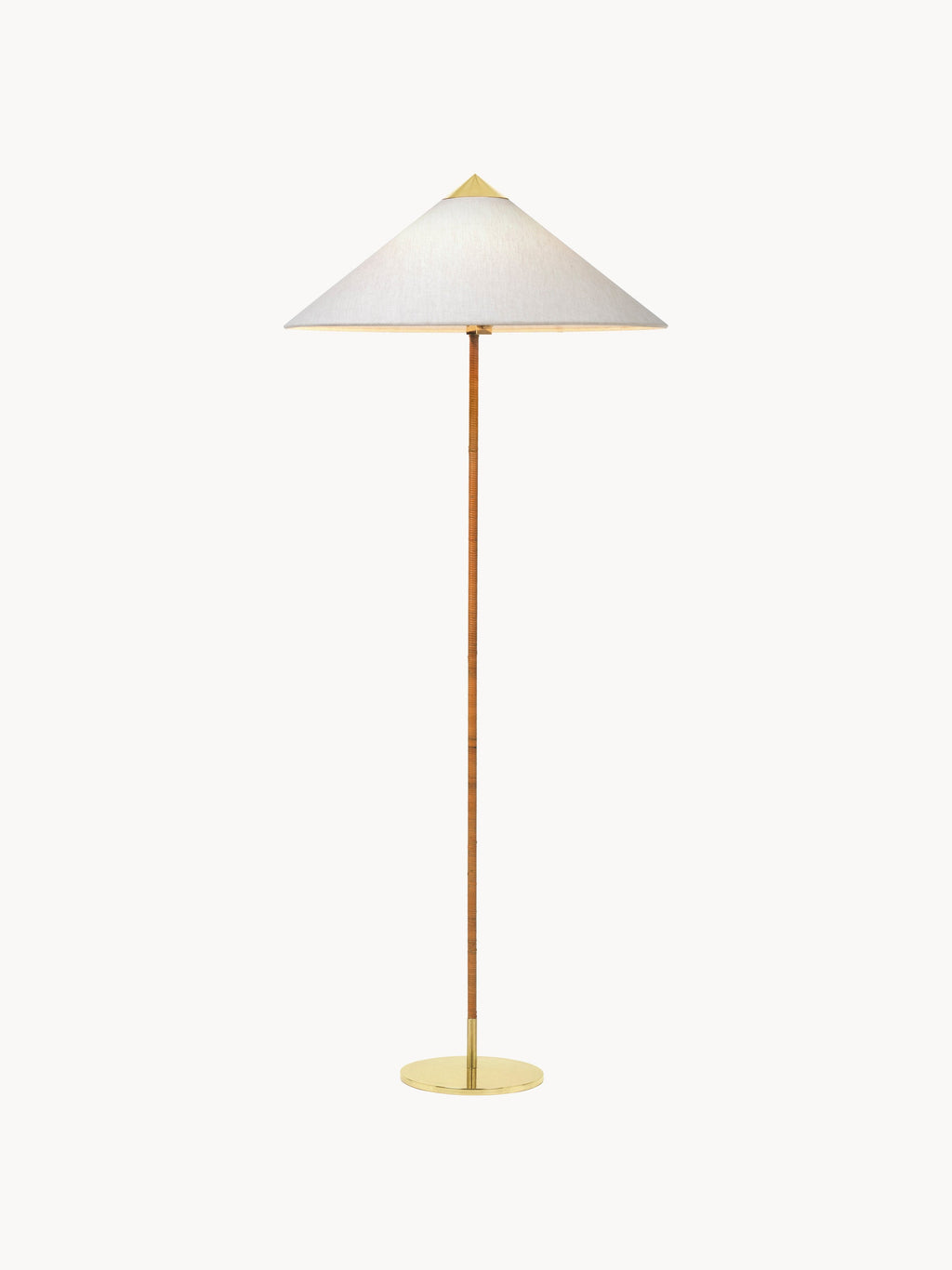 Lampadaire Eben - Blanc cassé, brun, laiton