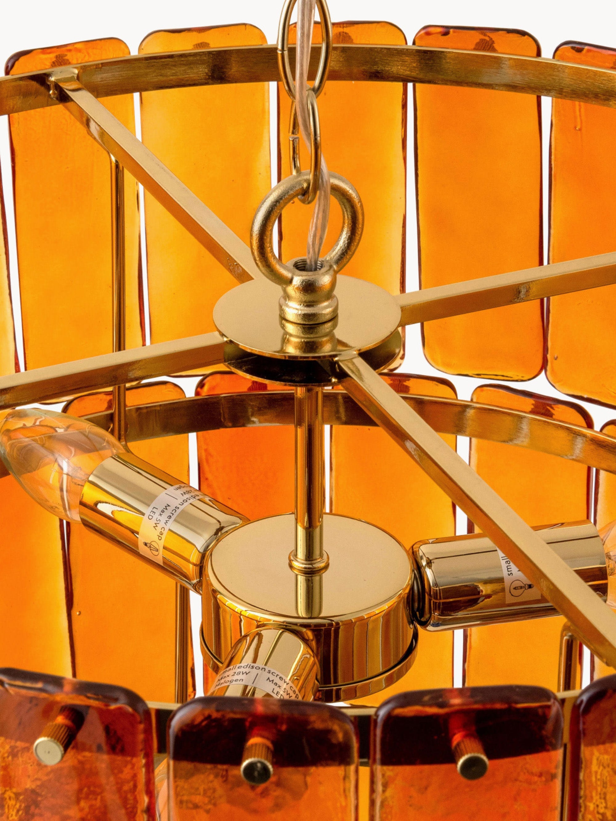 Lustre artisanal Almund - Orange, doré