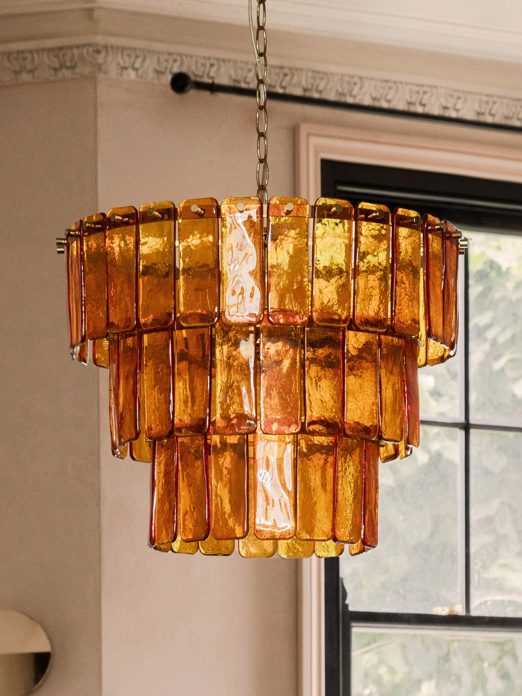 Lustre artisanal Almund - Orange, doré