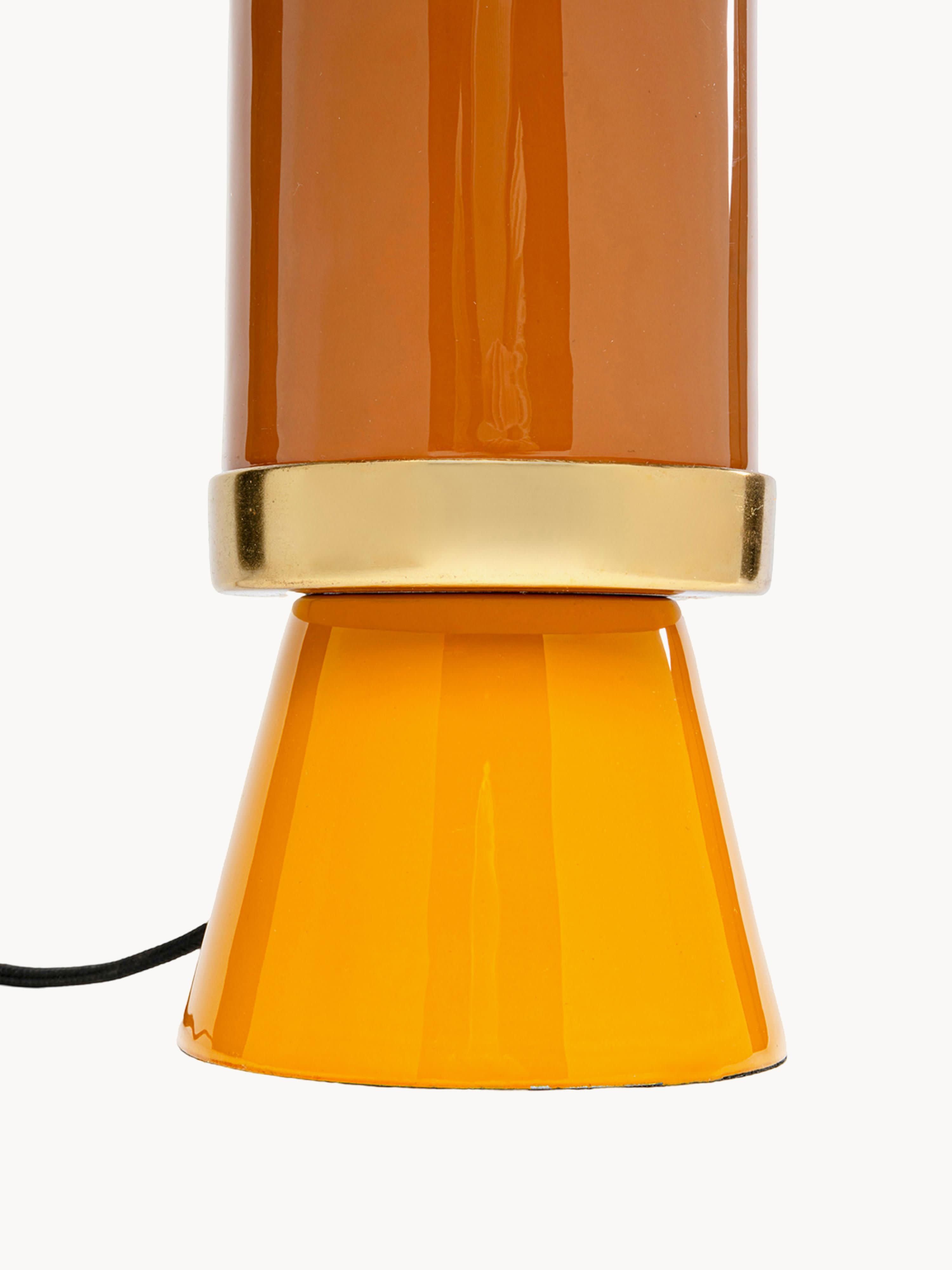 Grande lampe à poser artisanale Buckley - Orange, doré