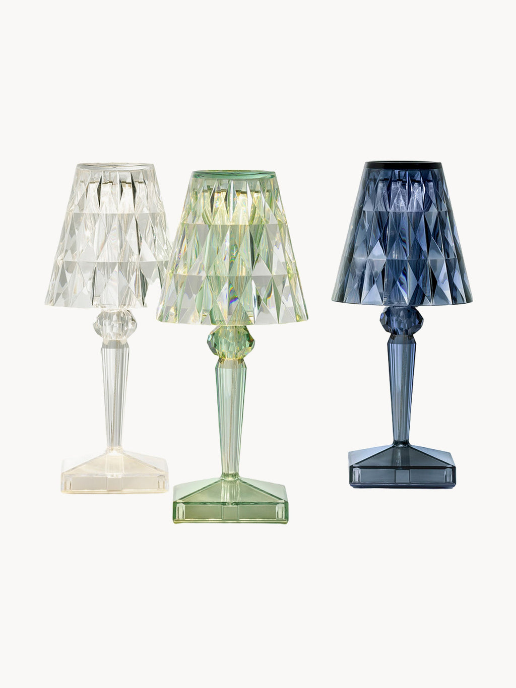 Lampe à poser LED mobile Asen, haut. 30 cm - Transparent