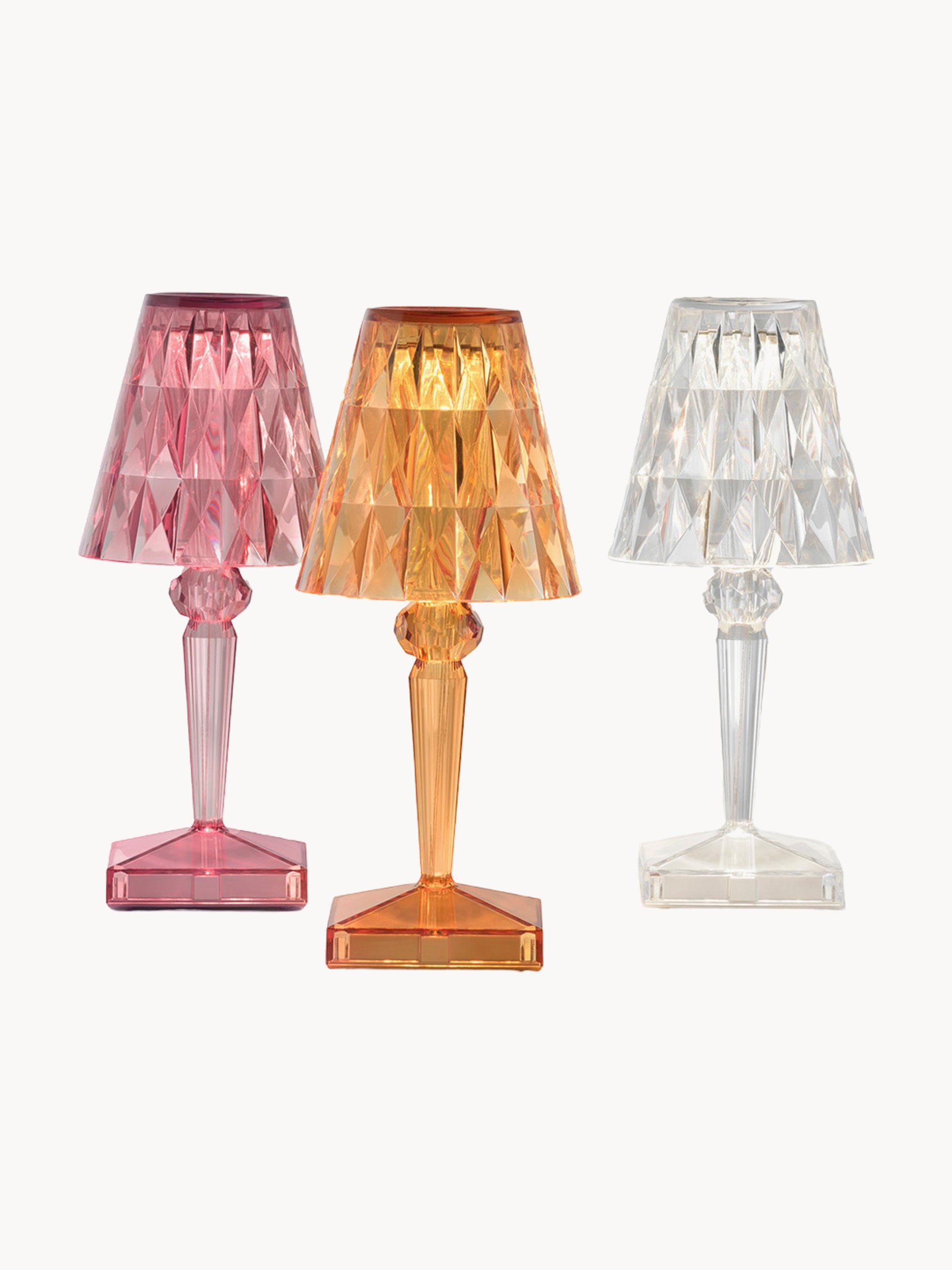 Lampe à poser LED mobile Asen, haut. 30 cm - Transparent