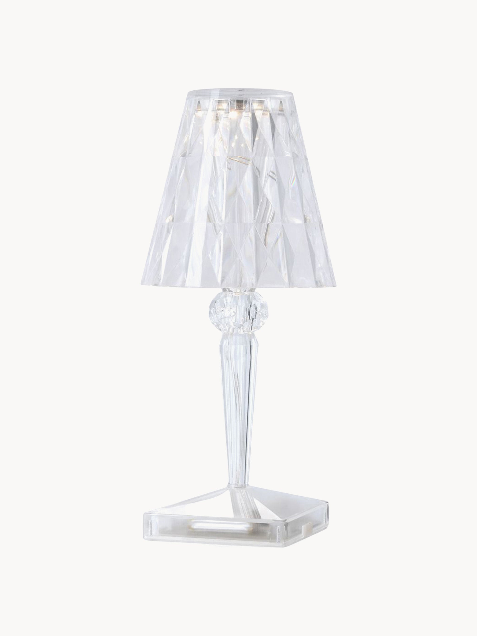 Lampe à poser LED mobile Asen, haut. 30 cm - Transparent