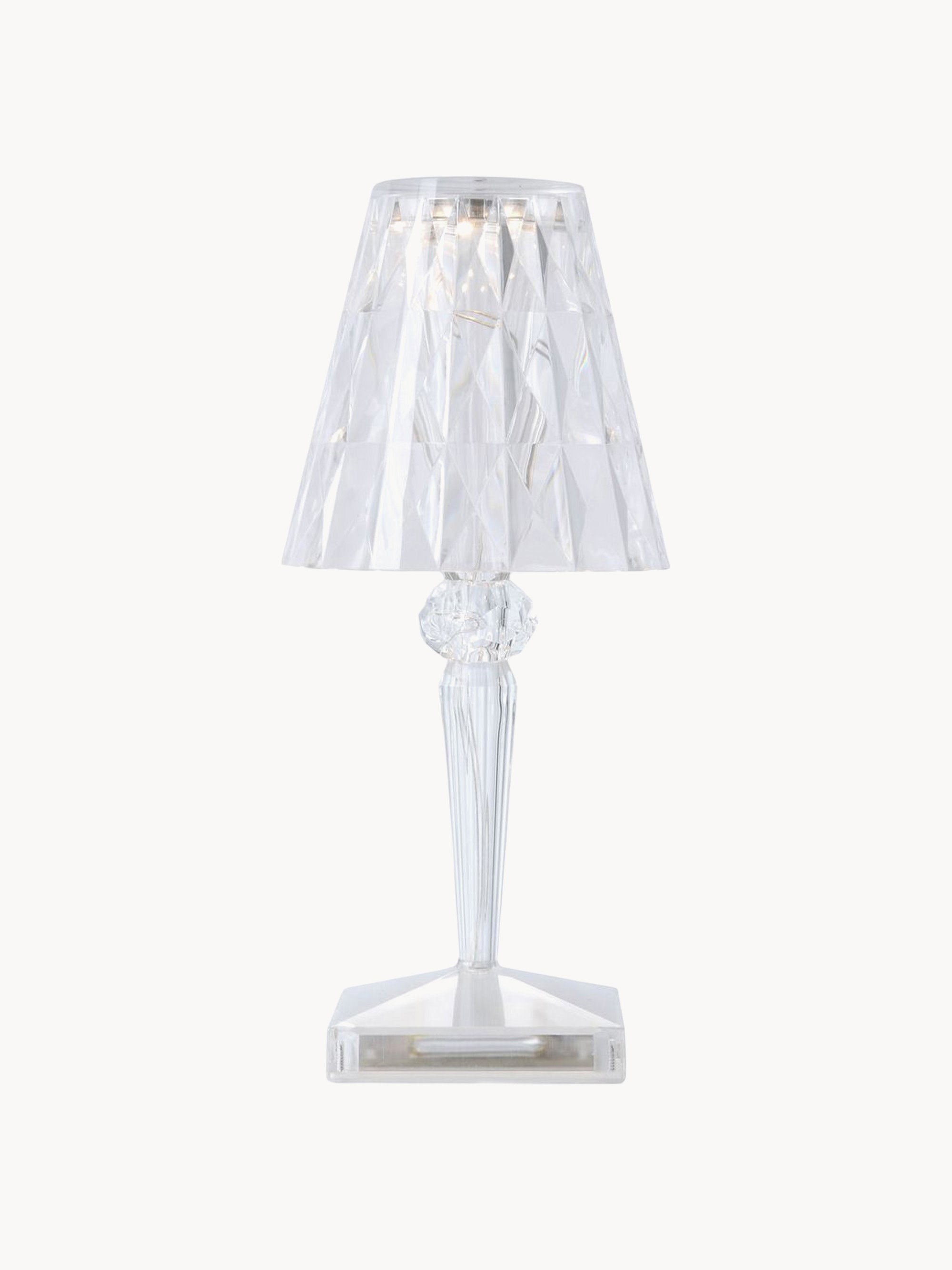 Lampe à poser LED mobile Asen, haut. 30 cm - Transparent