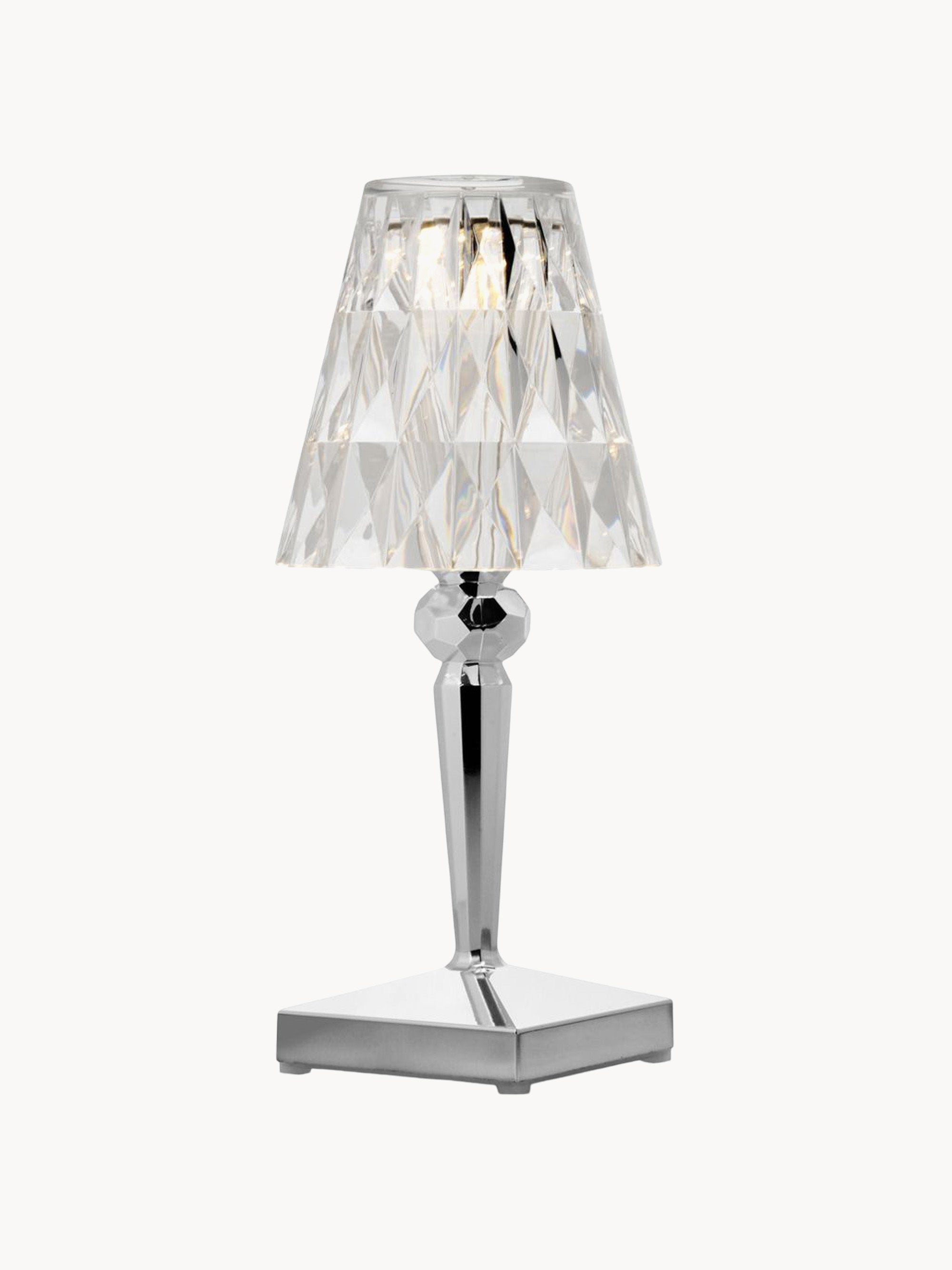 Lampe à poser LED mobile Asen, haut. 30 cm - Transparent, argenté