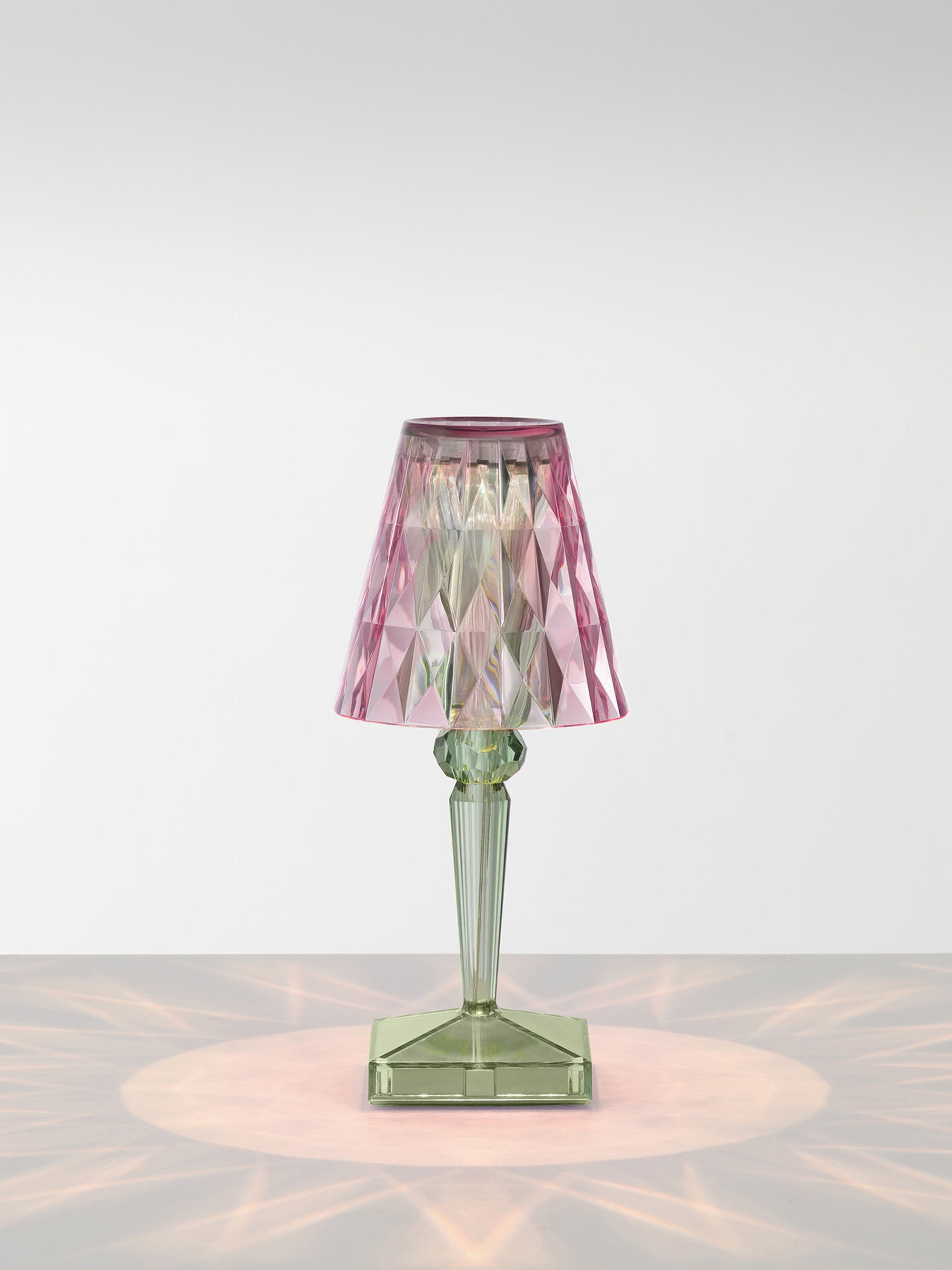 Lampe à poser LED mobile Asen, haut. 30 cm - Vieux rose, vert sauge