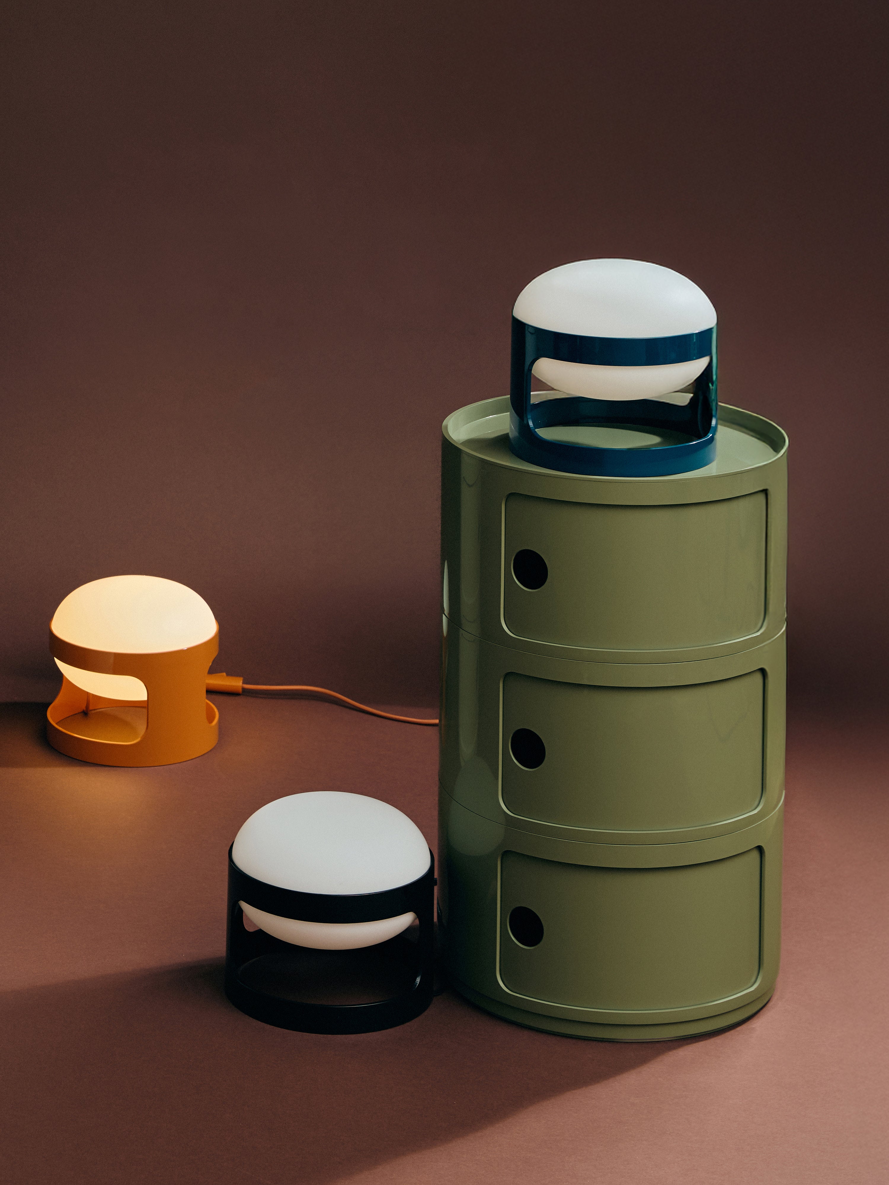 Petite lampe à poser Gunder - Bleu foncé, blanc