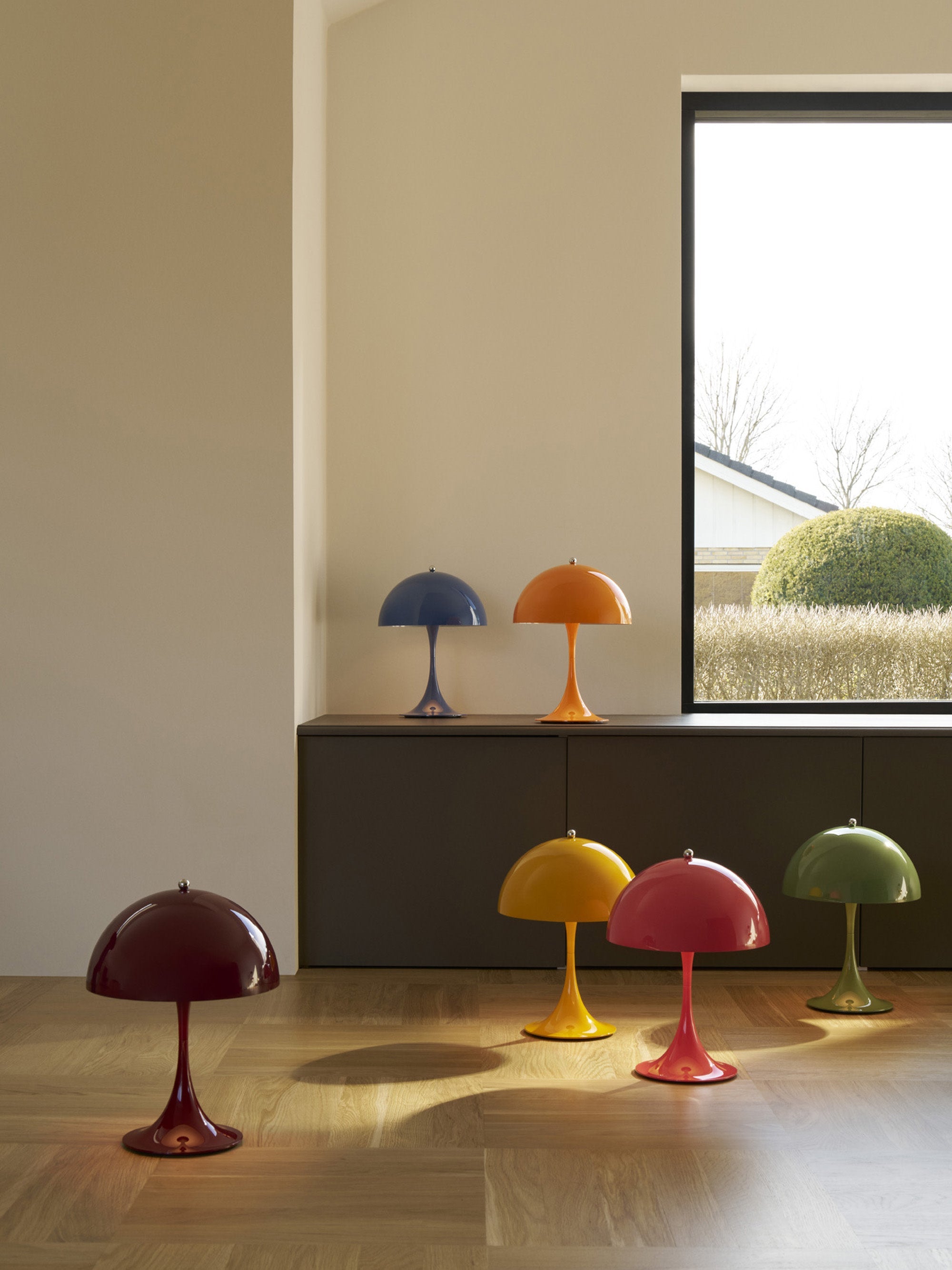 Lampe à poser LED portable à intensité variable Kasper, design Verner Panton - Bleu, plastique