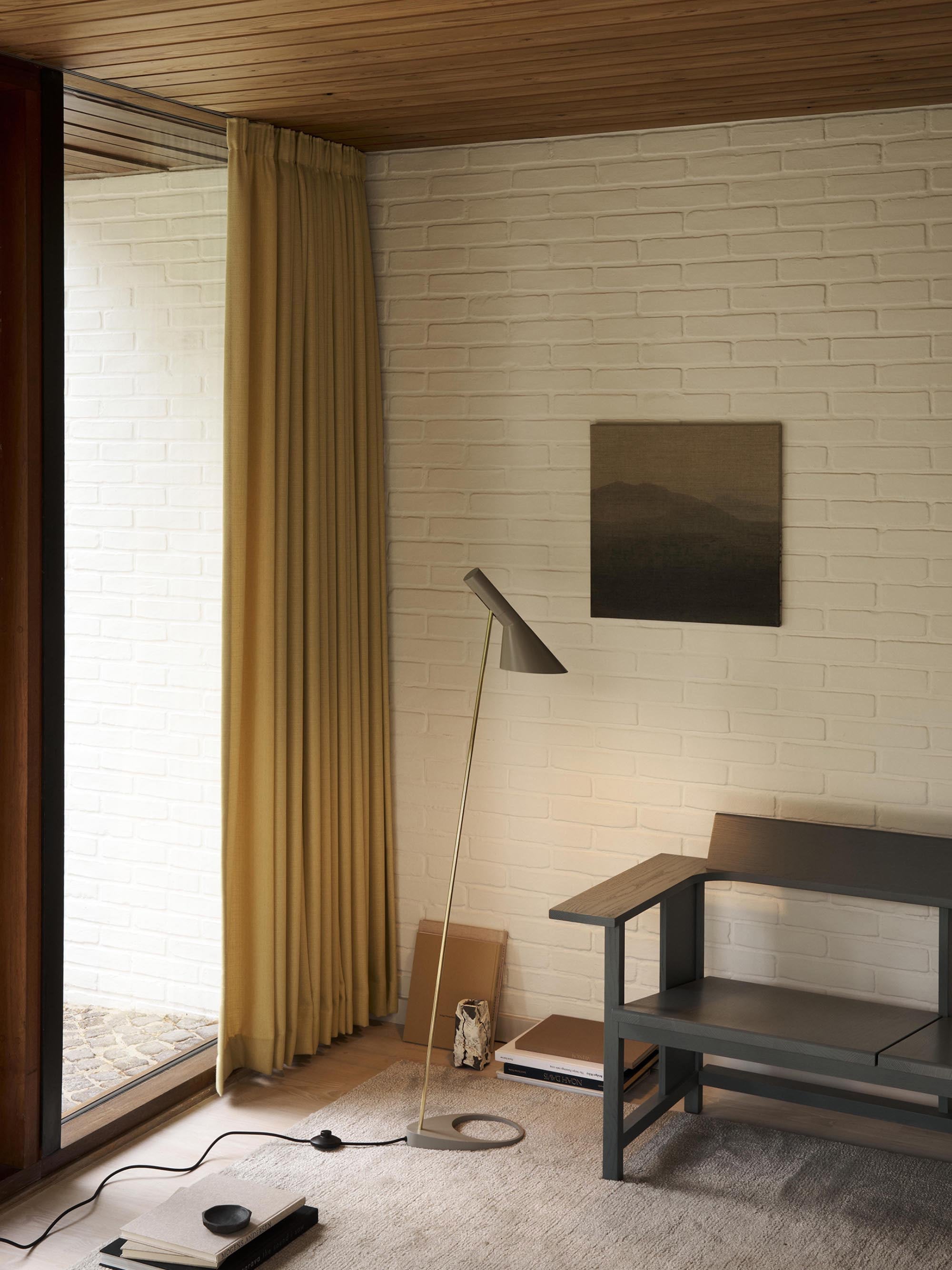 Petit lampadaire Hannes - Gris, laiton