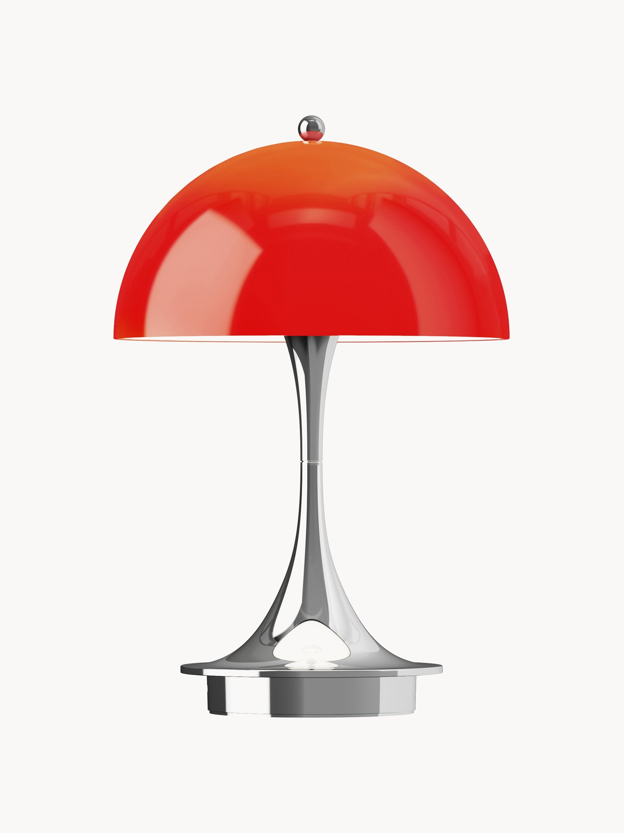Lampe à poser LED portable à intensité variable Reiulf, design Verner Panton - Plastique rouge, argenté