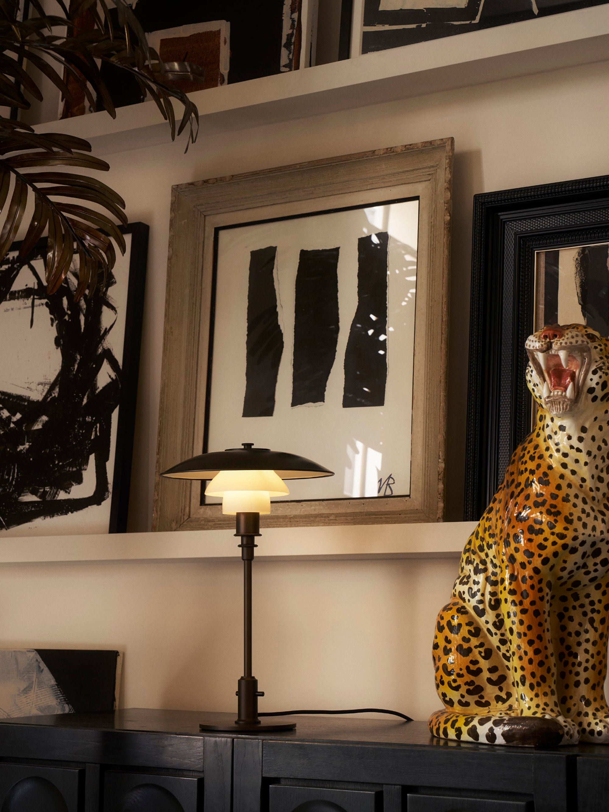 Petite lampe à poser PH 3/2 - Blanc, laiton