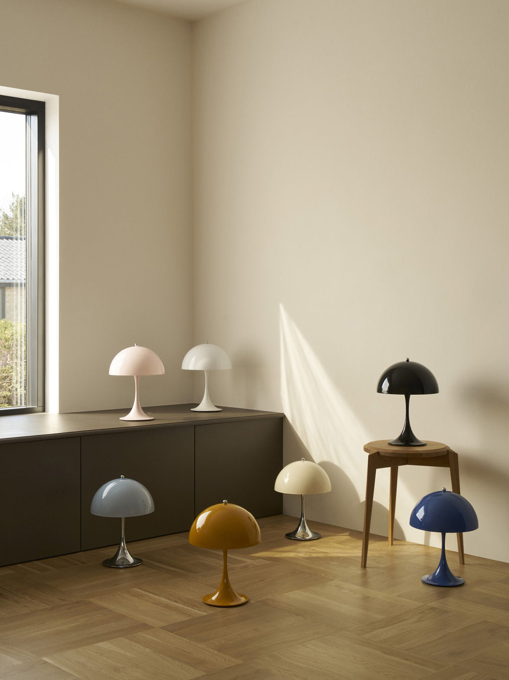 Lampe à poser LED portable à intensité variable Kasper, design Verner Panton - Verre acrylique blanc